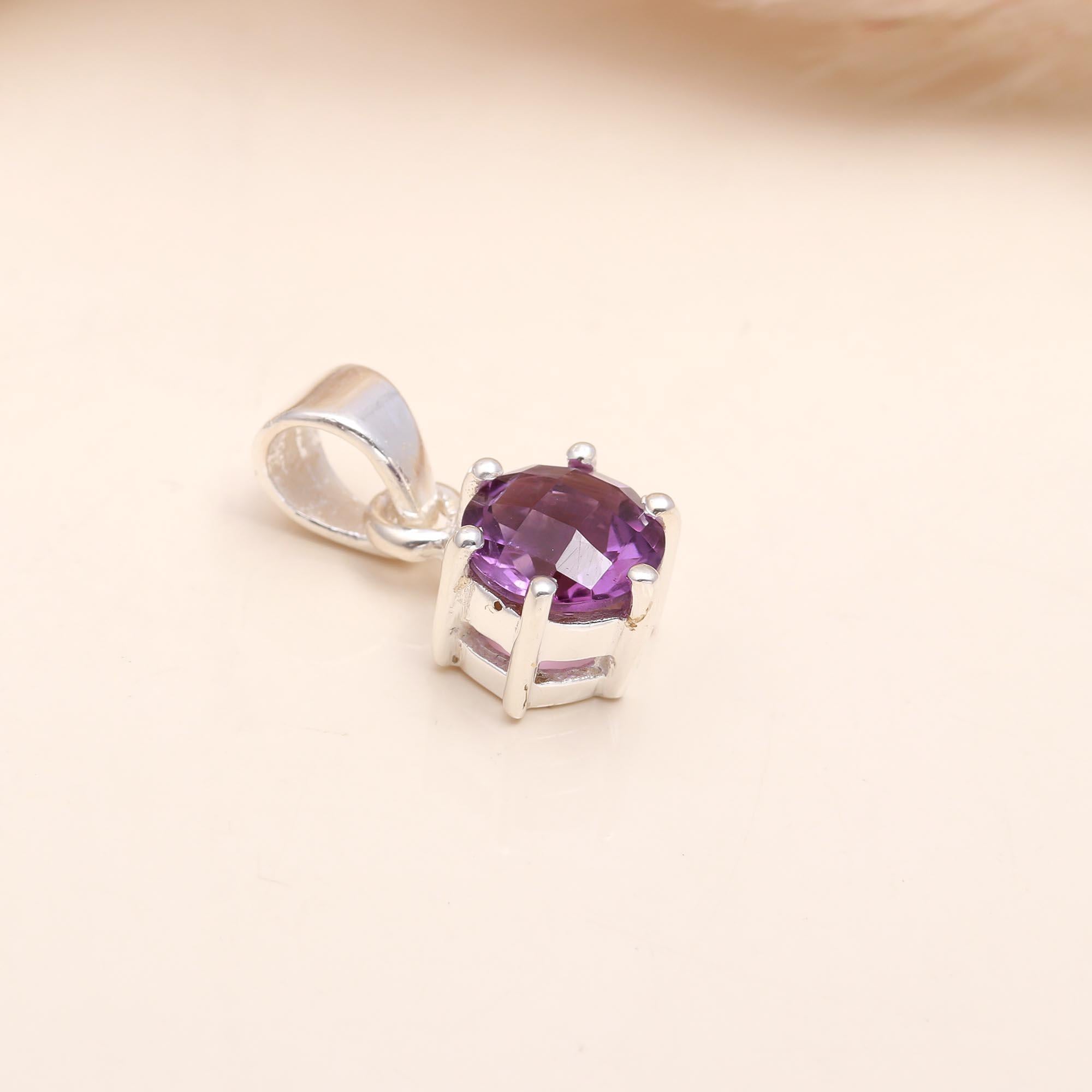 The Amethyst Solitaire: Silver Dainty Charm