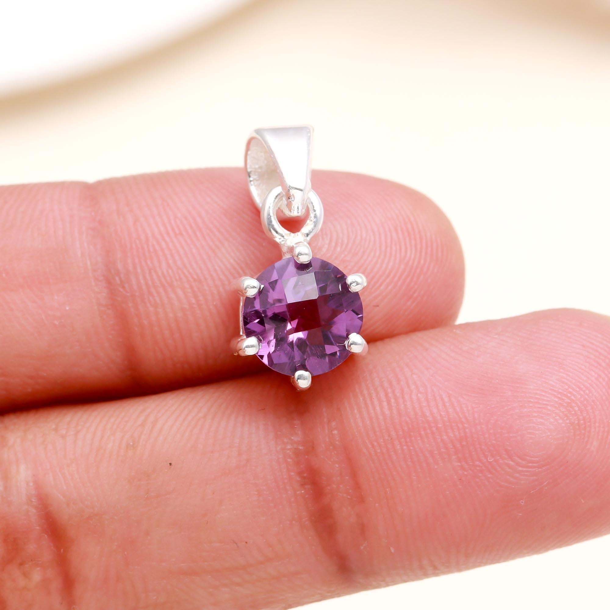 The Amethyst Solitaire: Silver Dainty Charm