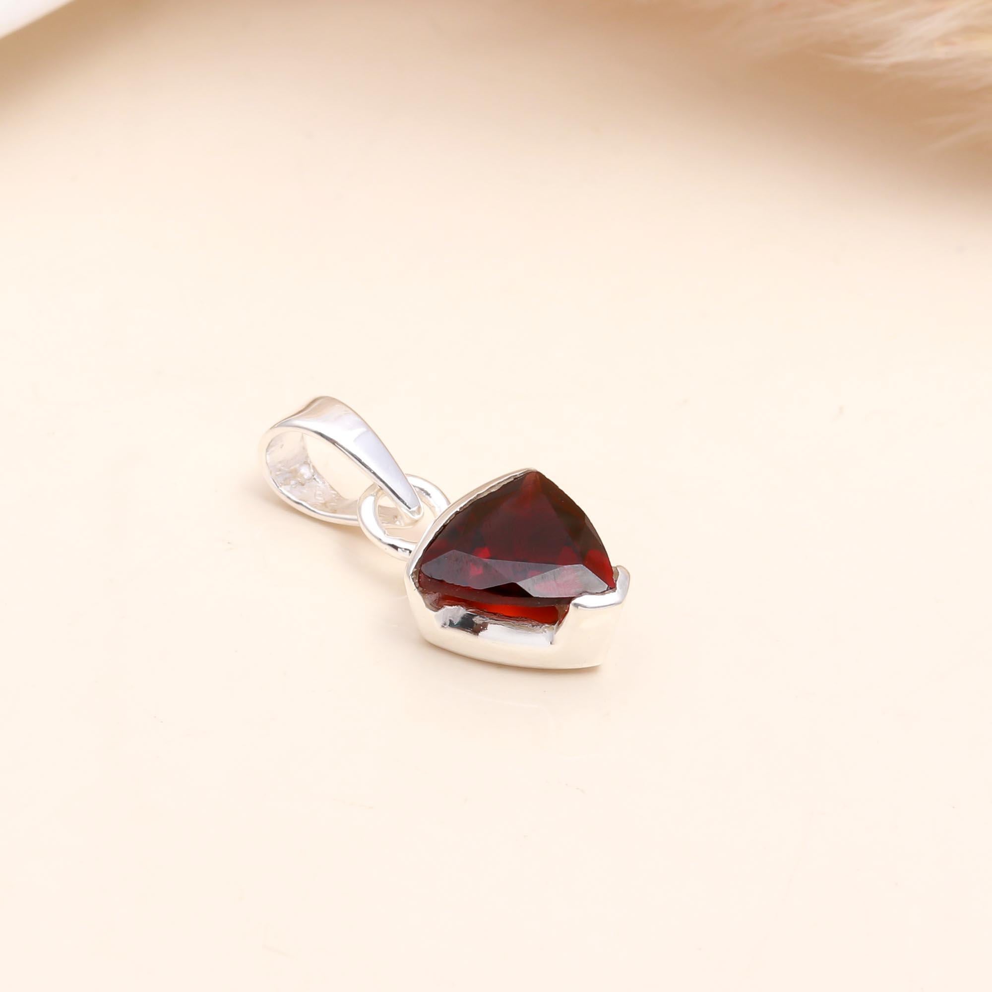 The Garnet Trillion: Silver Modern Minimalist Charm