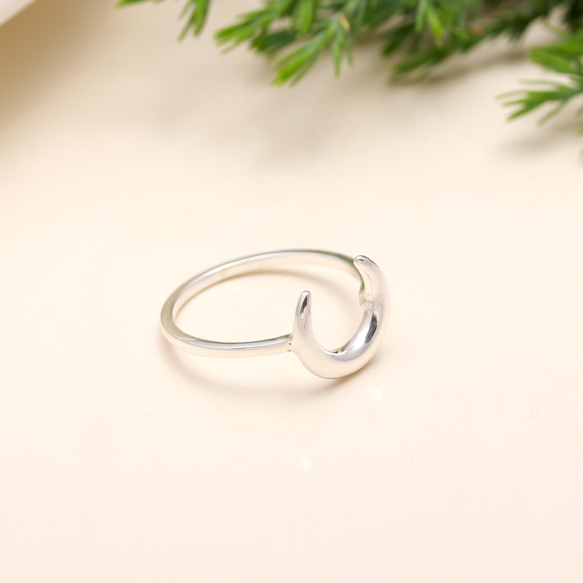 925 Silver Crescent Moon Ring