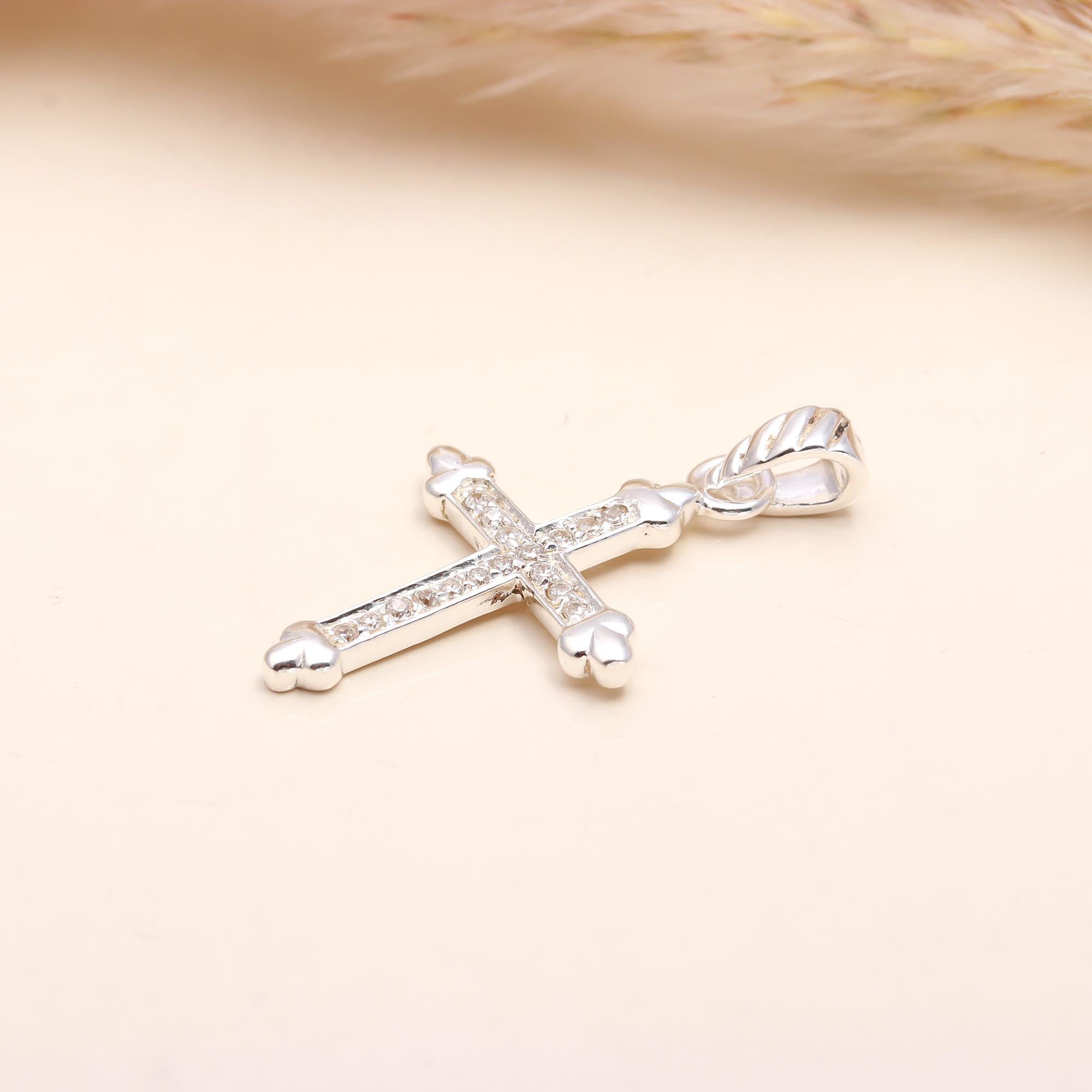 The Crystal Cross: Shimmering Pave Silver Faith Pendant