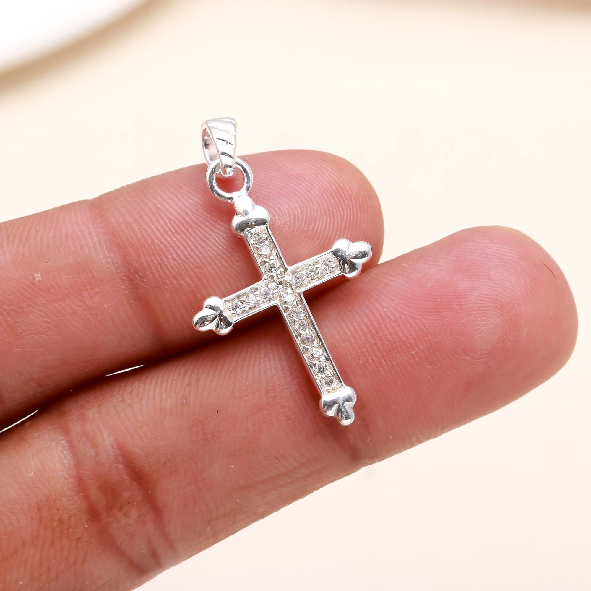 The Crystal Cross: Shimmering Pave Silver Faith Pendant