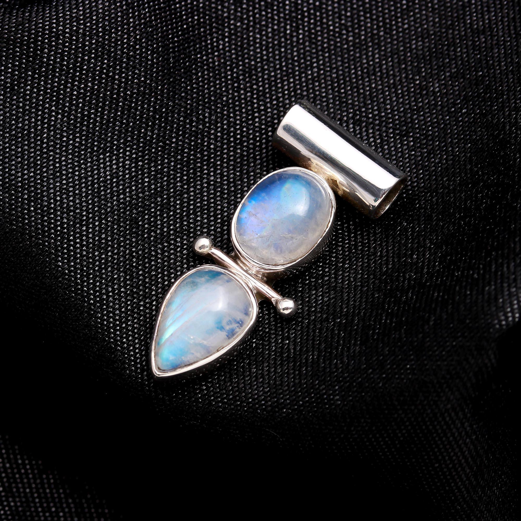 The Moonstone Duo: Double Stone Articulated Pendant