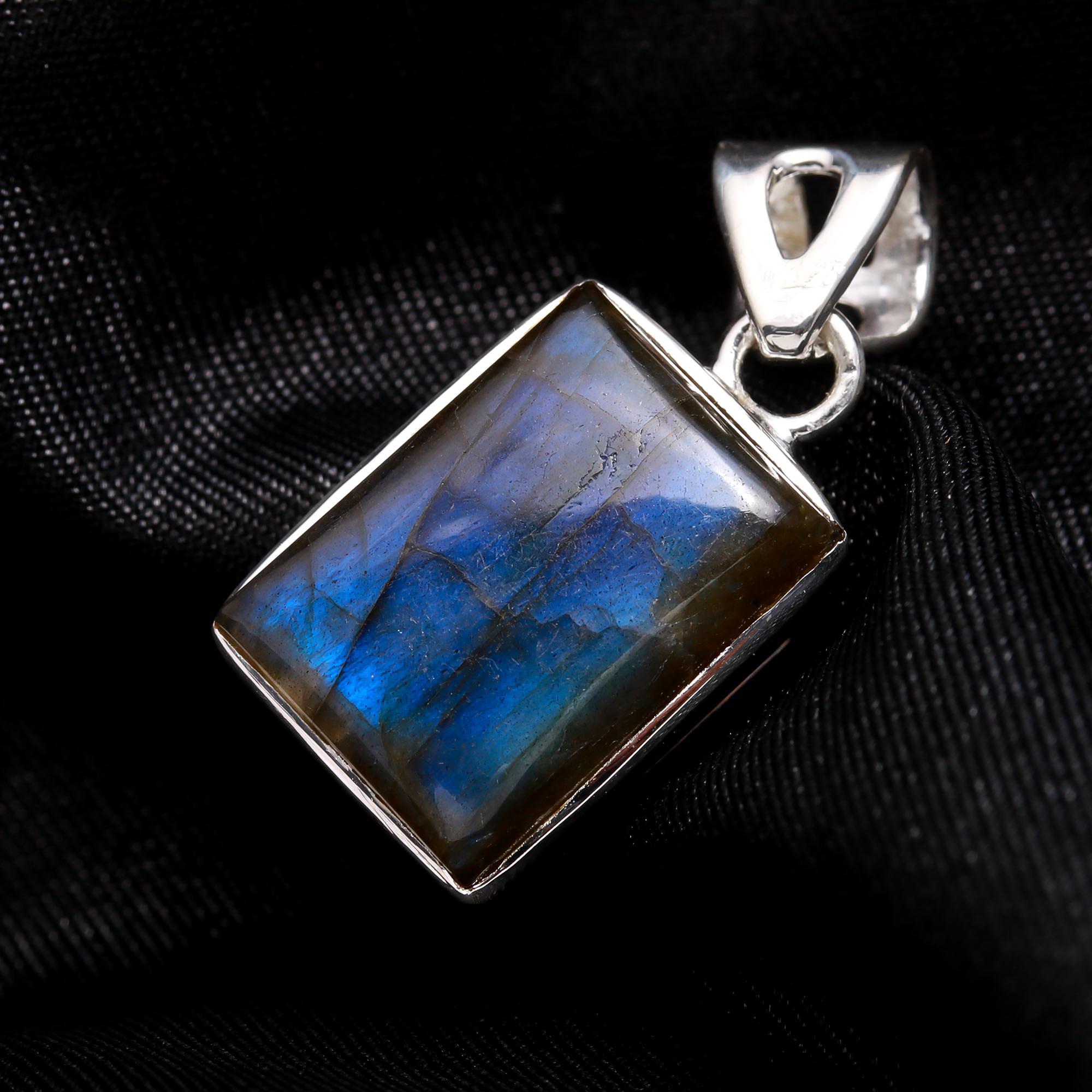 The Labradorite Tablet: Silver Minimalist Statement Pendant