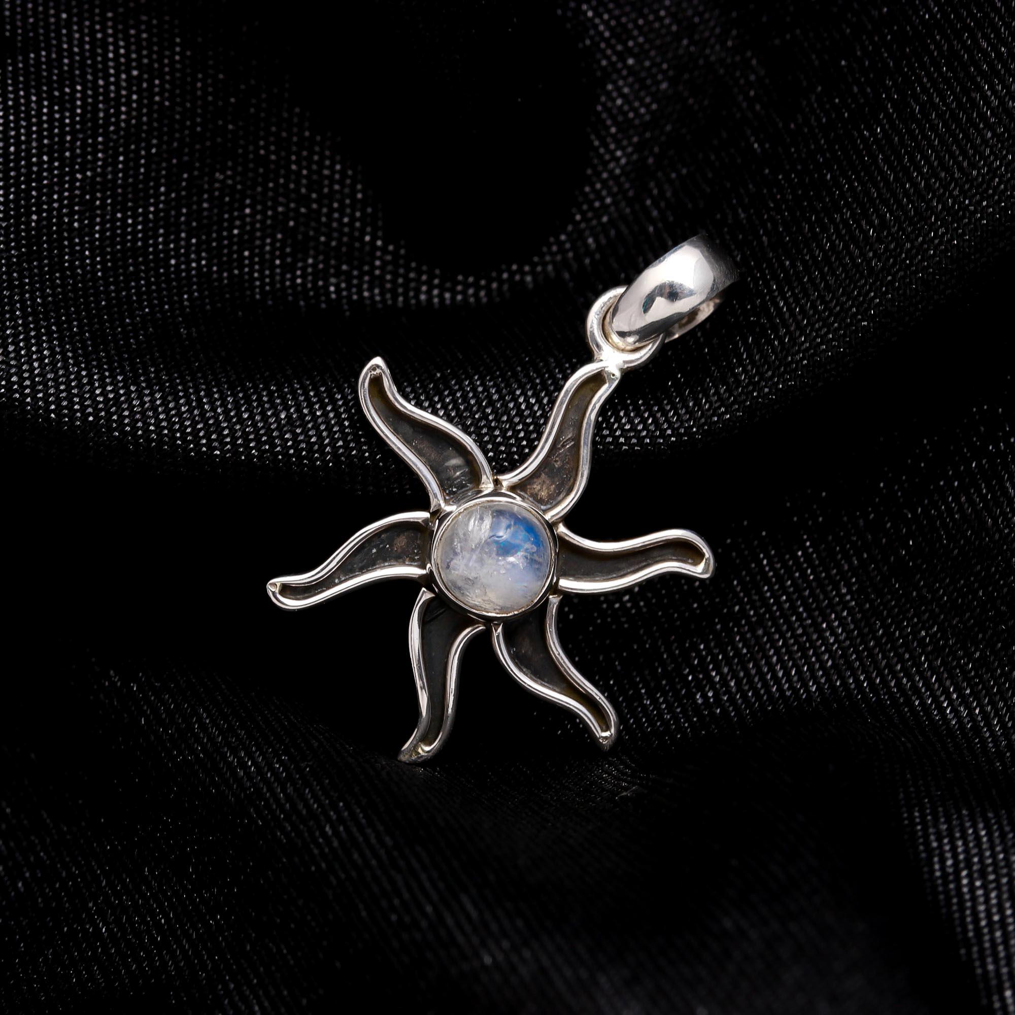 925 Sterling Silver Sunburst Moonstone Pendant