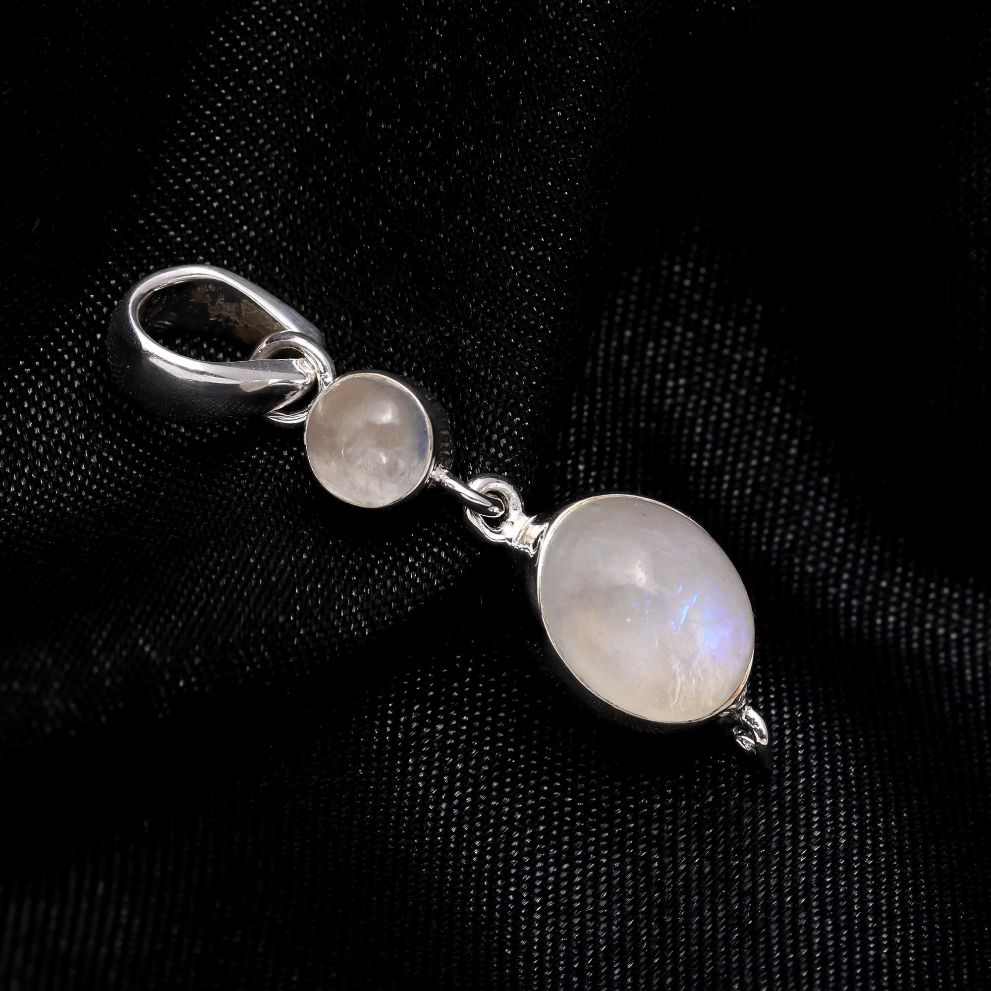 925 Sterling Silver Double Moonstone Pendant