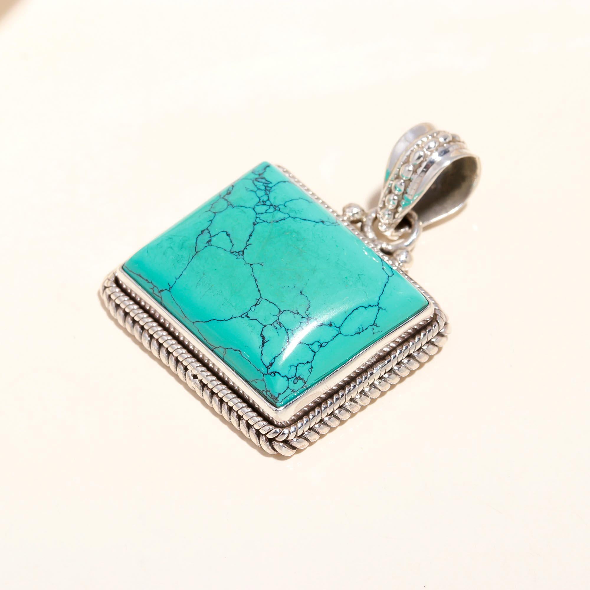 925 Sterling Silver Handmade Turquoise Boho Statement Pendant
