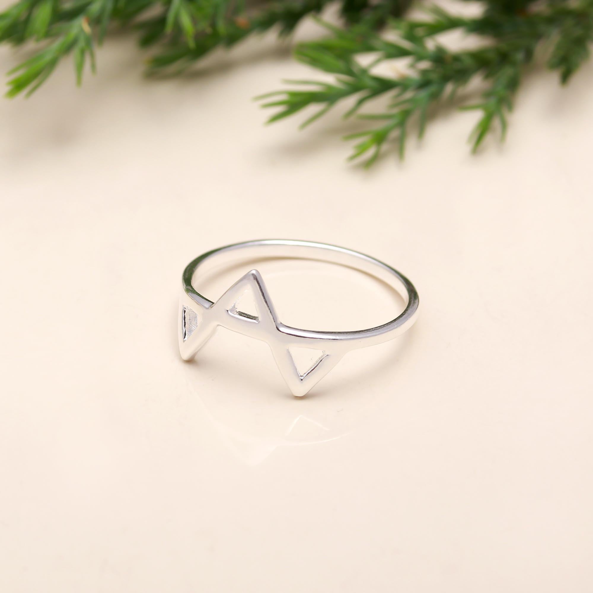 925 Silver Geometric Triangle Ring