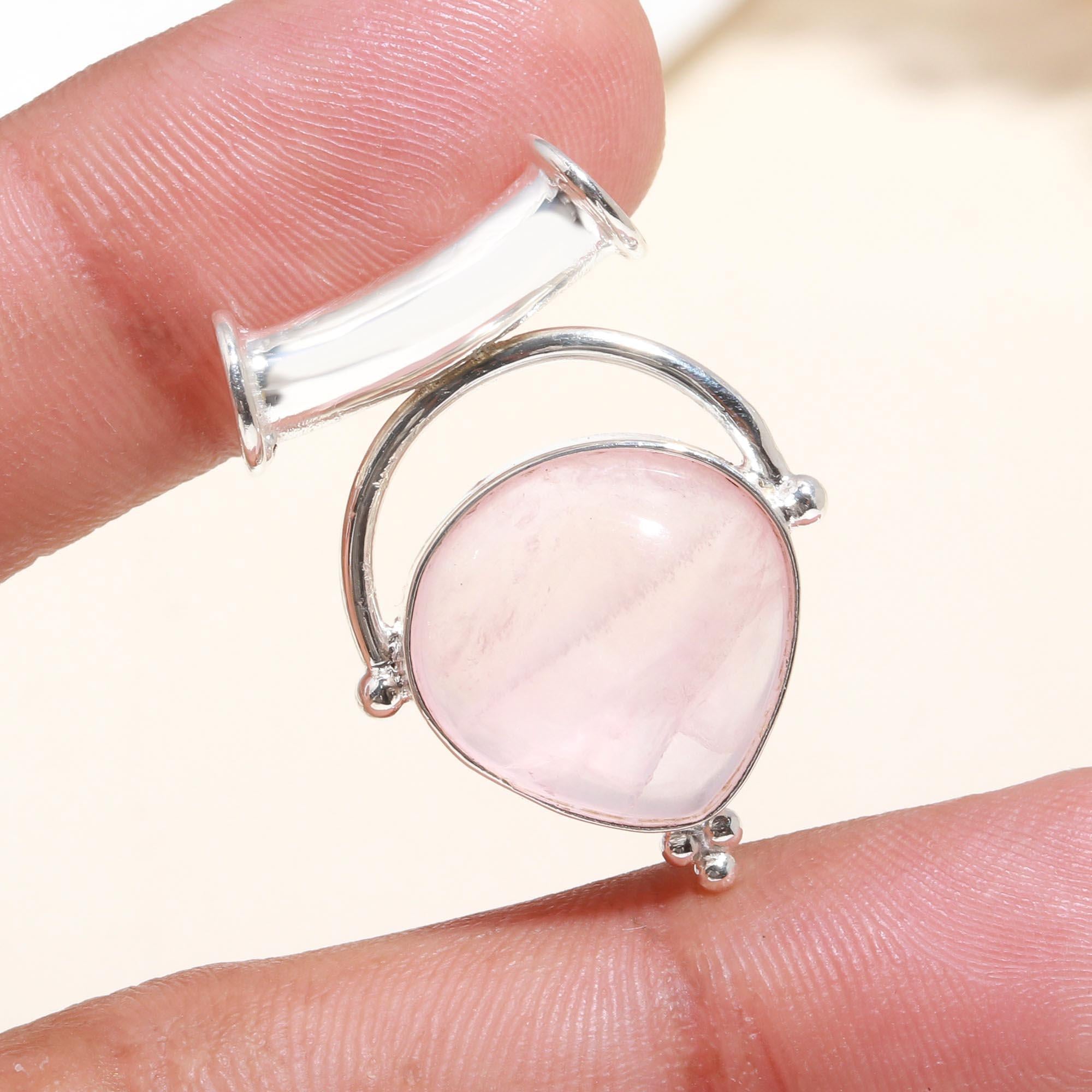 925 Silver Rose Quartz Pendant
