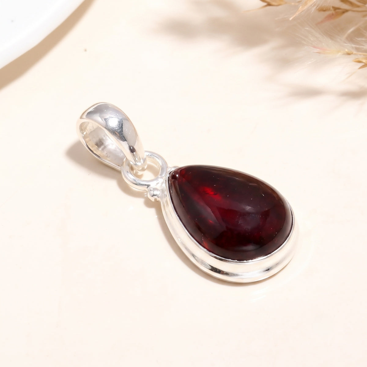 925 Sterling Silver Amethyst Teardrop Pendant