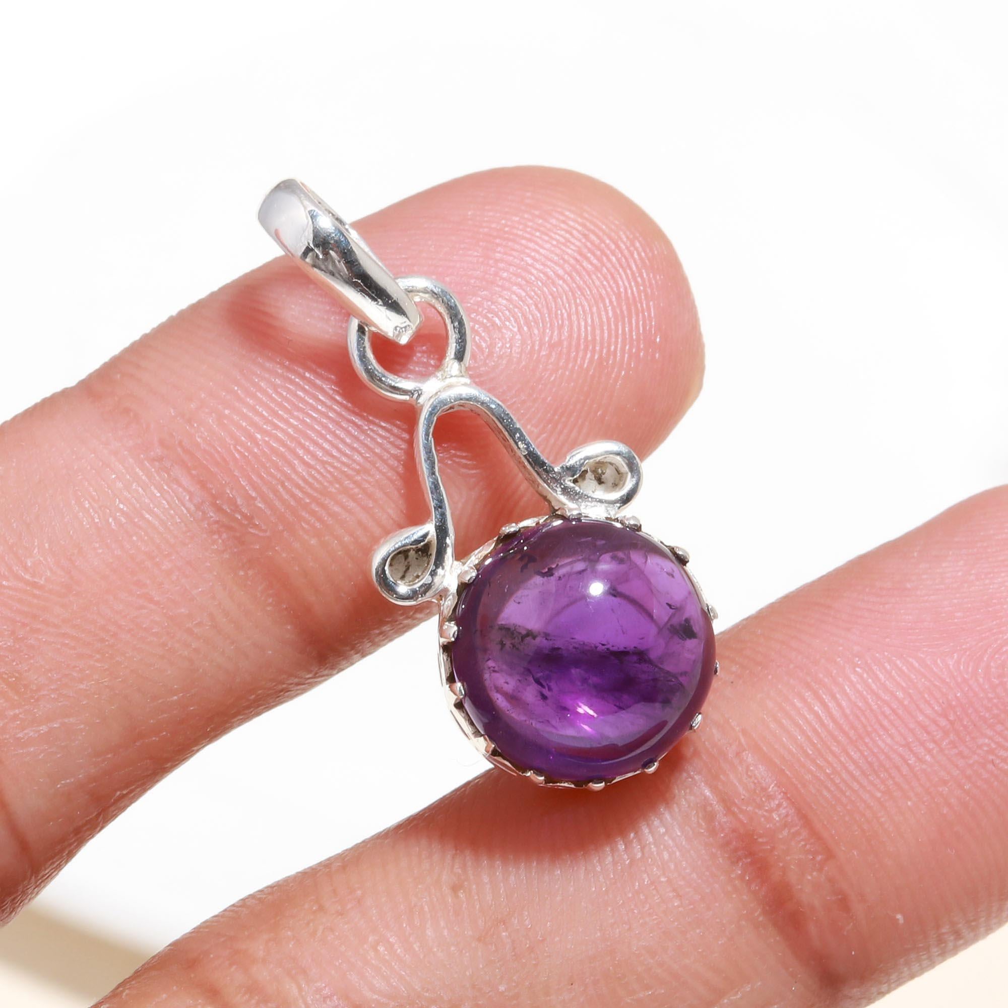 925 Sterling Silver Amethyst Sphere Pendant