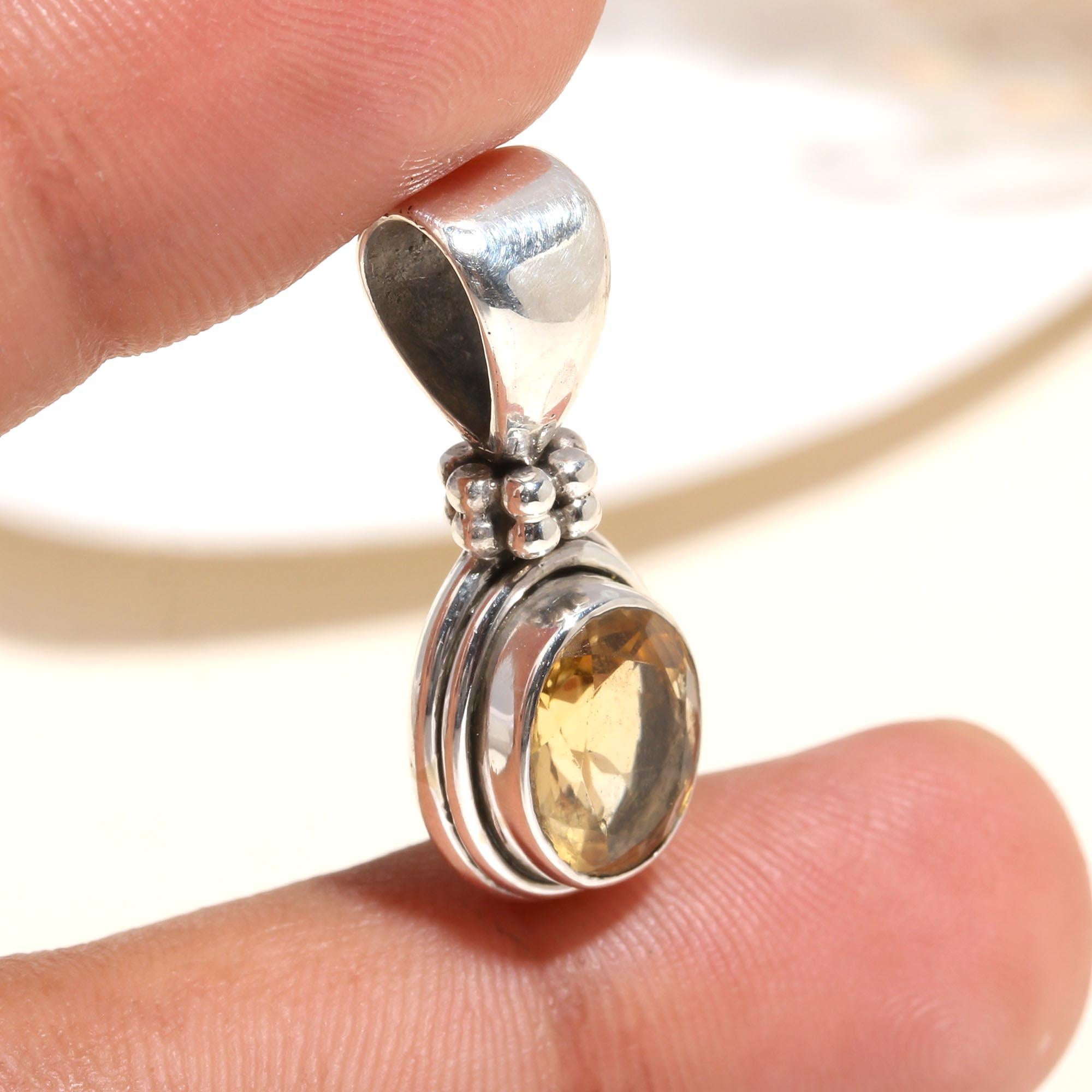 925 Sterling Silver Citrine Pendant