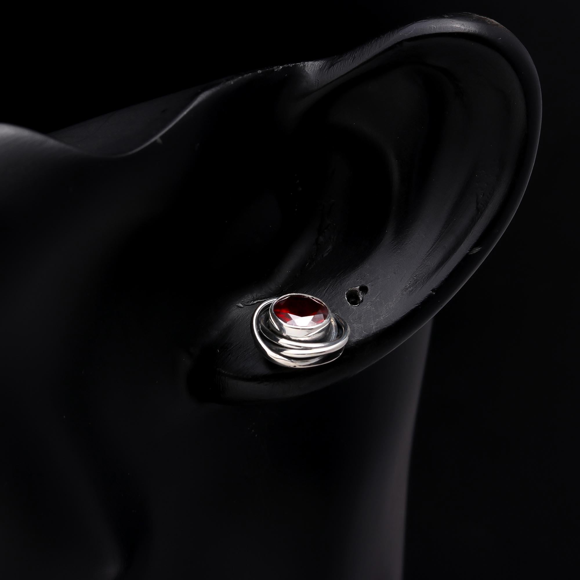 925 Sterling Silver Garnet Stud Earrings