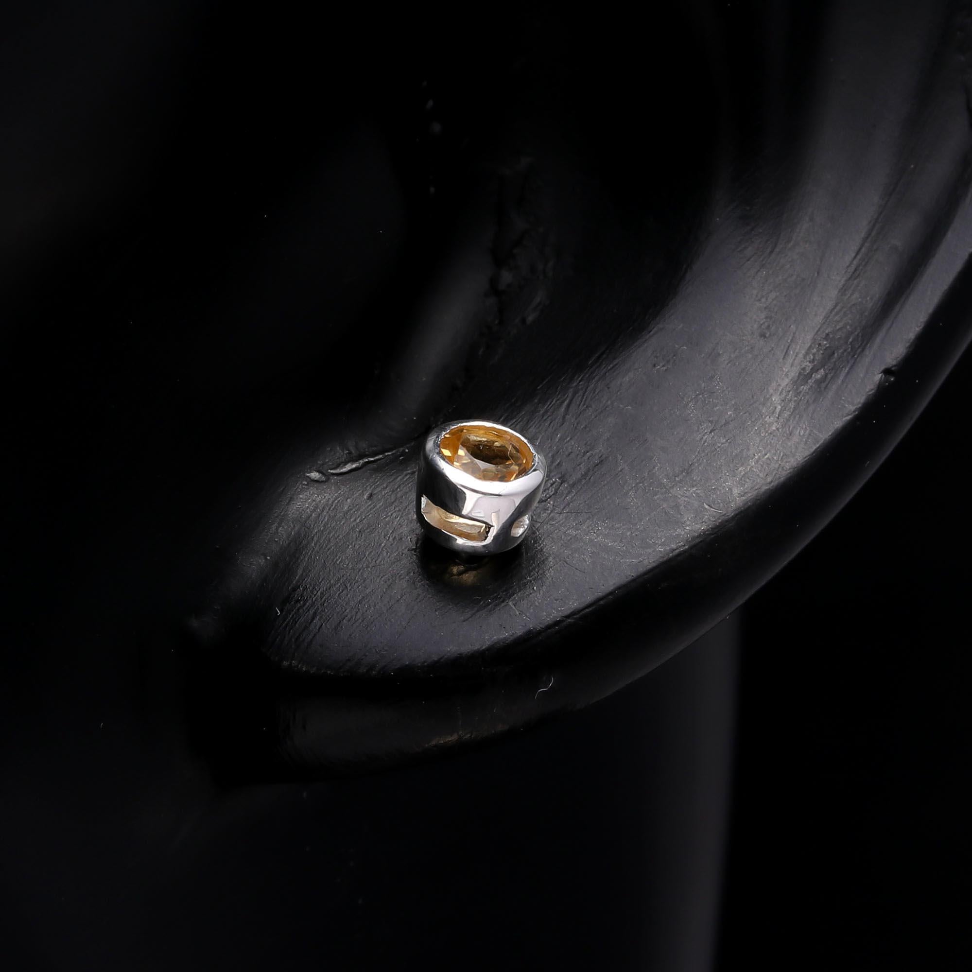 925 Sterling Silver Citrine Classic Stud Earrings