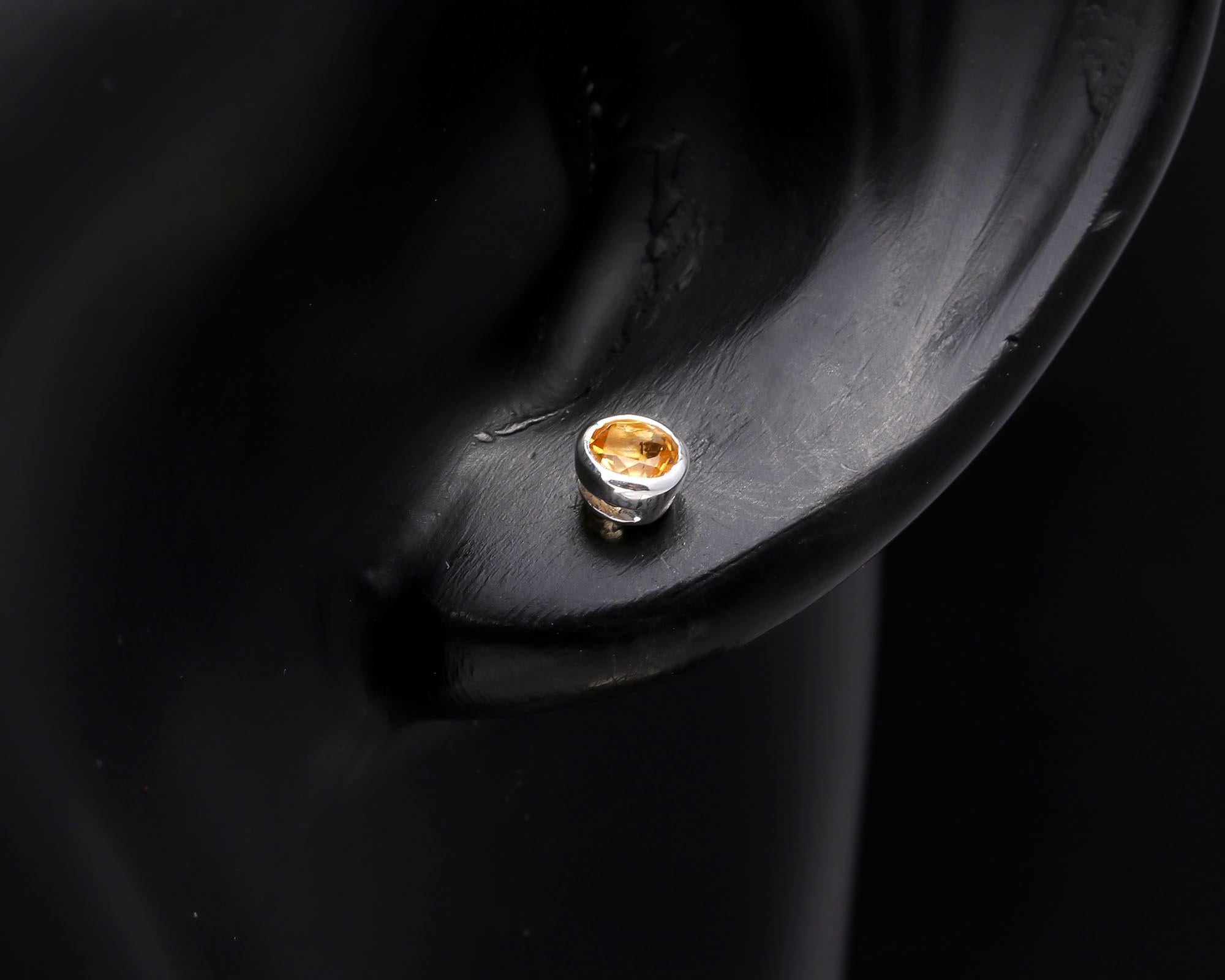 925 Sterling Silver Citrine Stud Earrings
