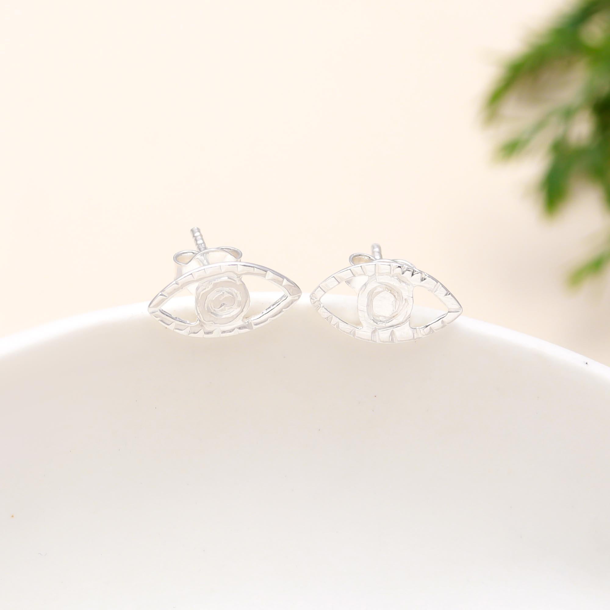 925 Sterling Silver Evil Eye Stud Earrings