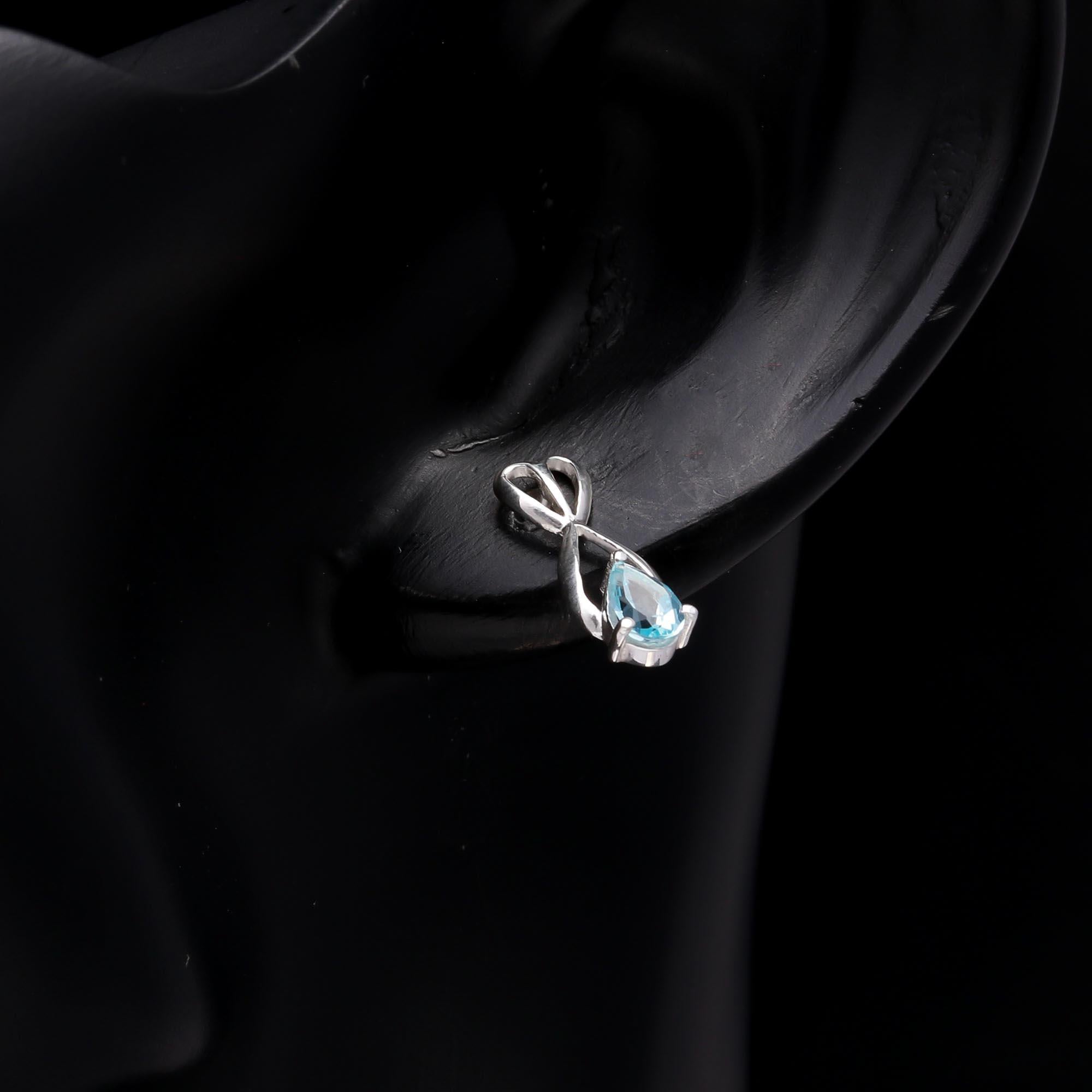 925 Sterling Silver Infinity Knot Aquamarine Studs Earrings