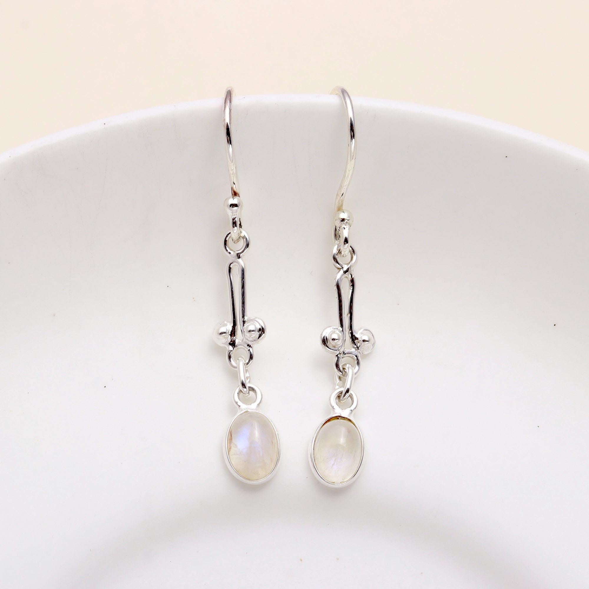 925 Sterling Silver Moonstone Dangle Earrings