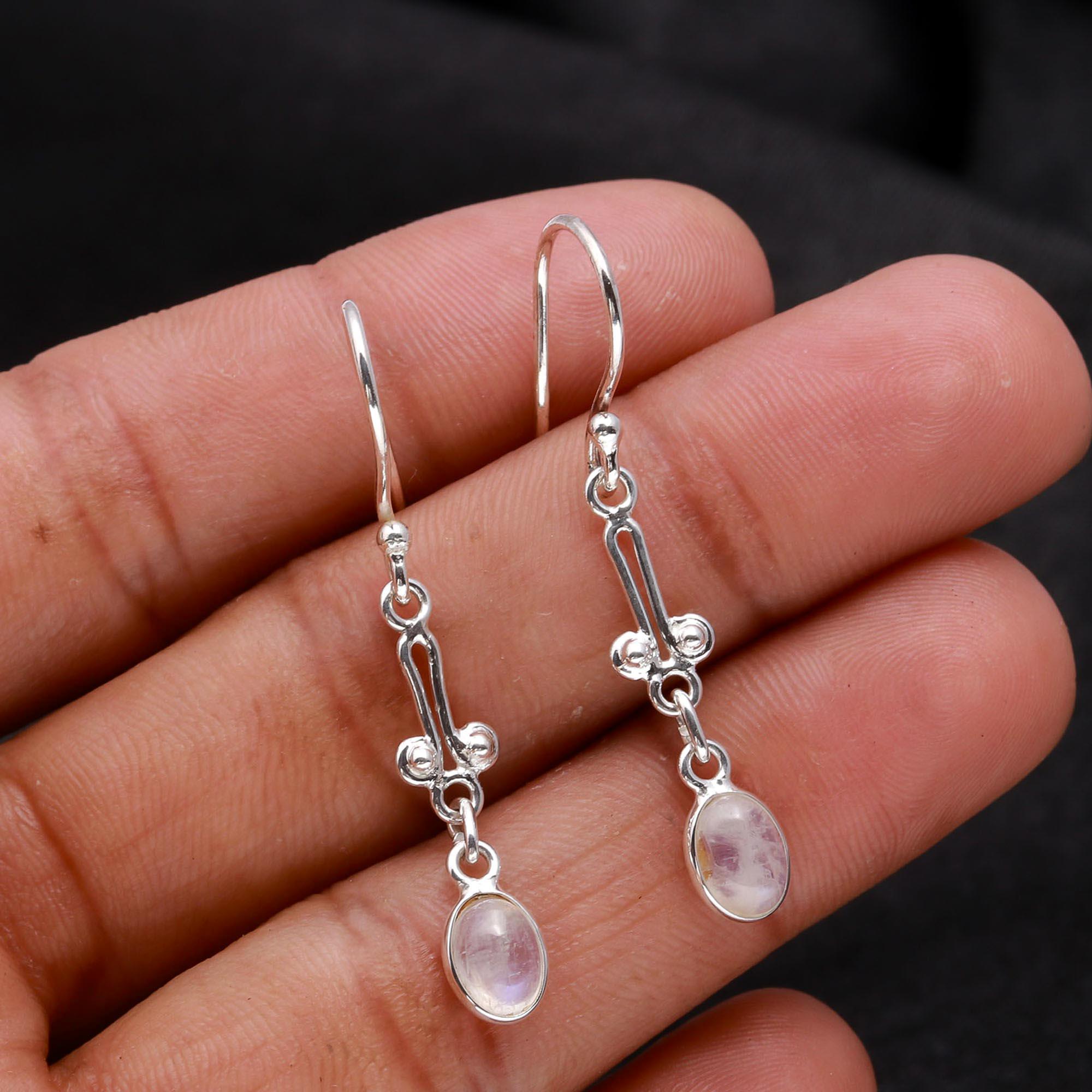 925 Sterling Silver Moonstone Dangle Earrings