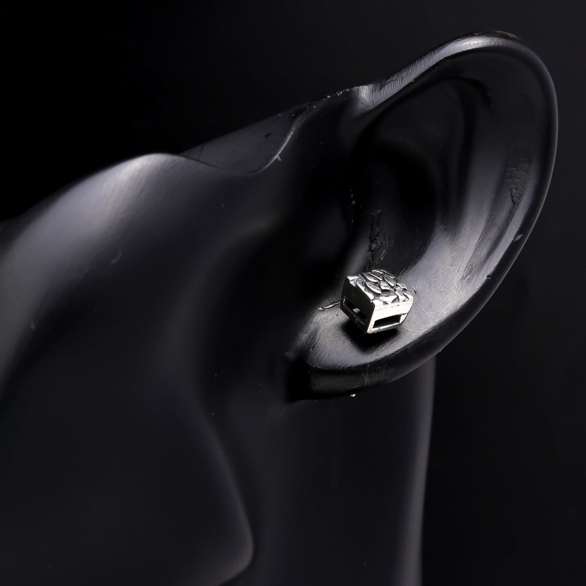 925 Sterling Silver Modern Cube Design Stud Earrings