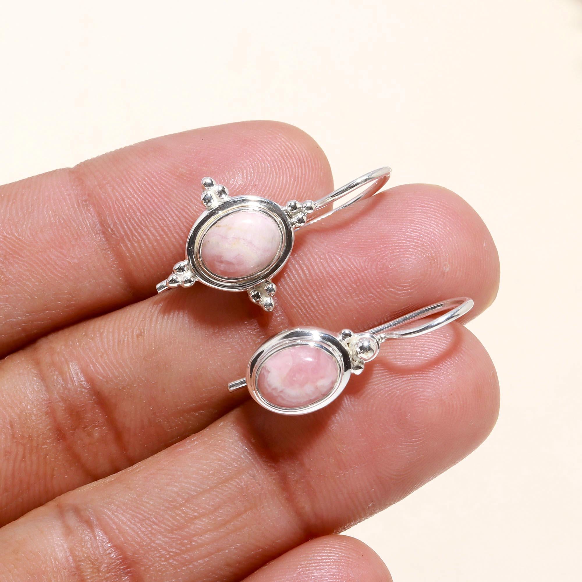 925 Sterling Silver Pink Opal Vintage-Inspired Dangle Earrings