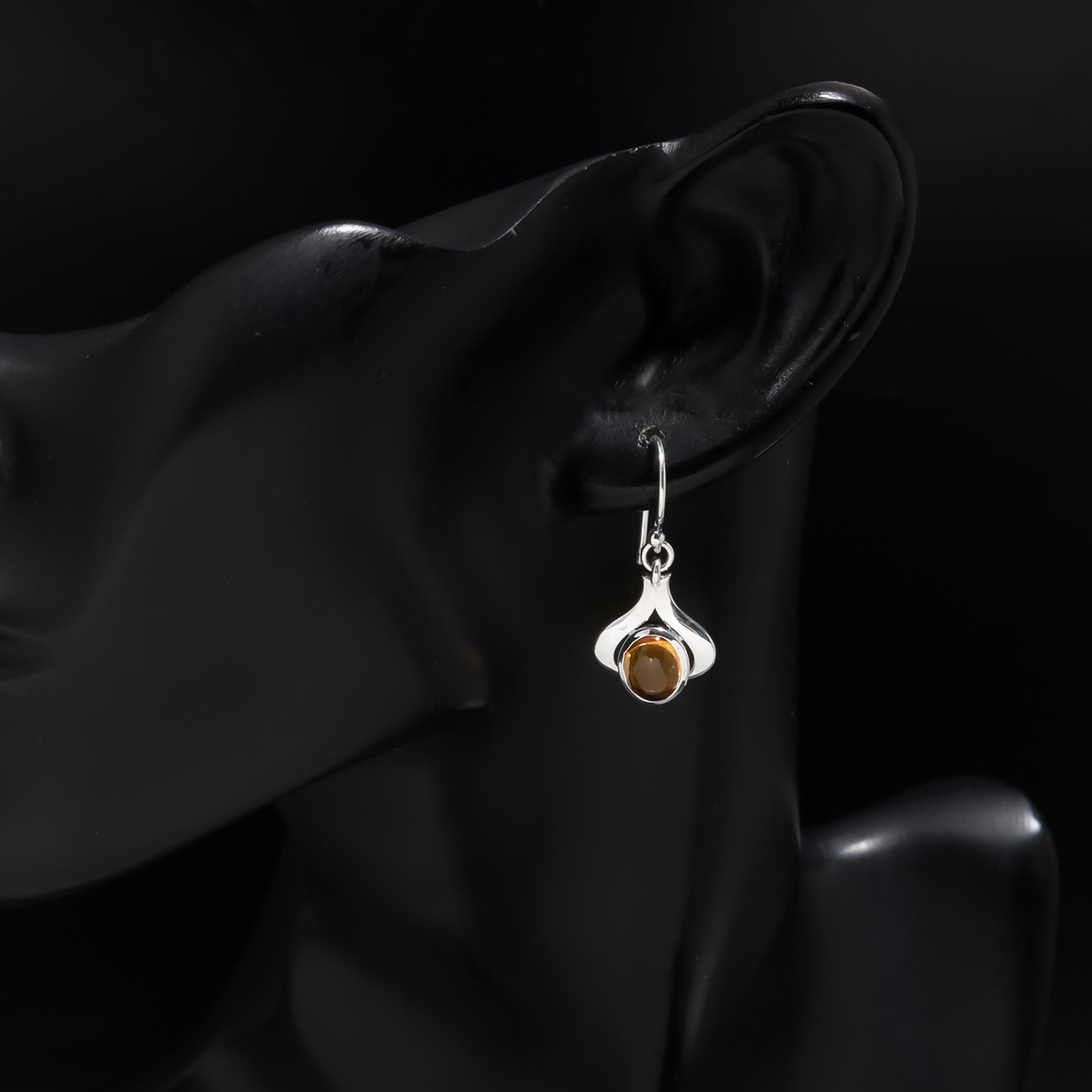 925 Sterling Silver Citrine Handmade Dangle Earrings