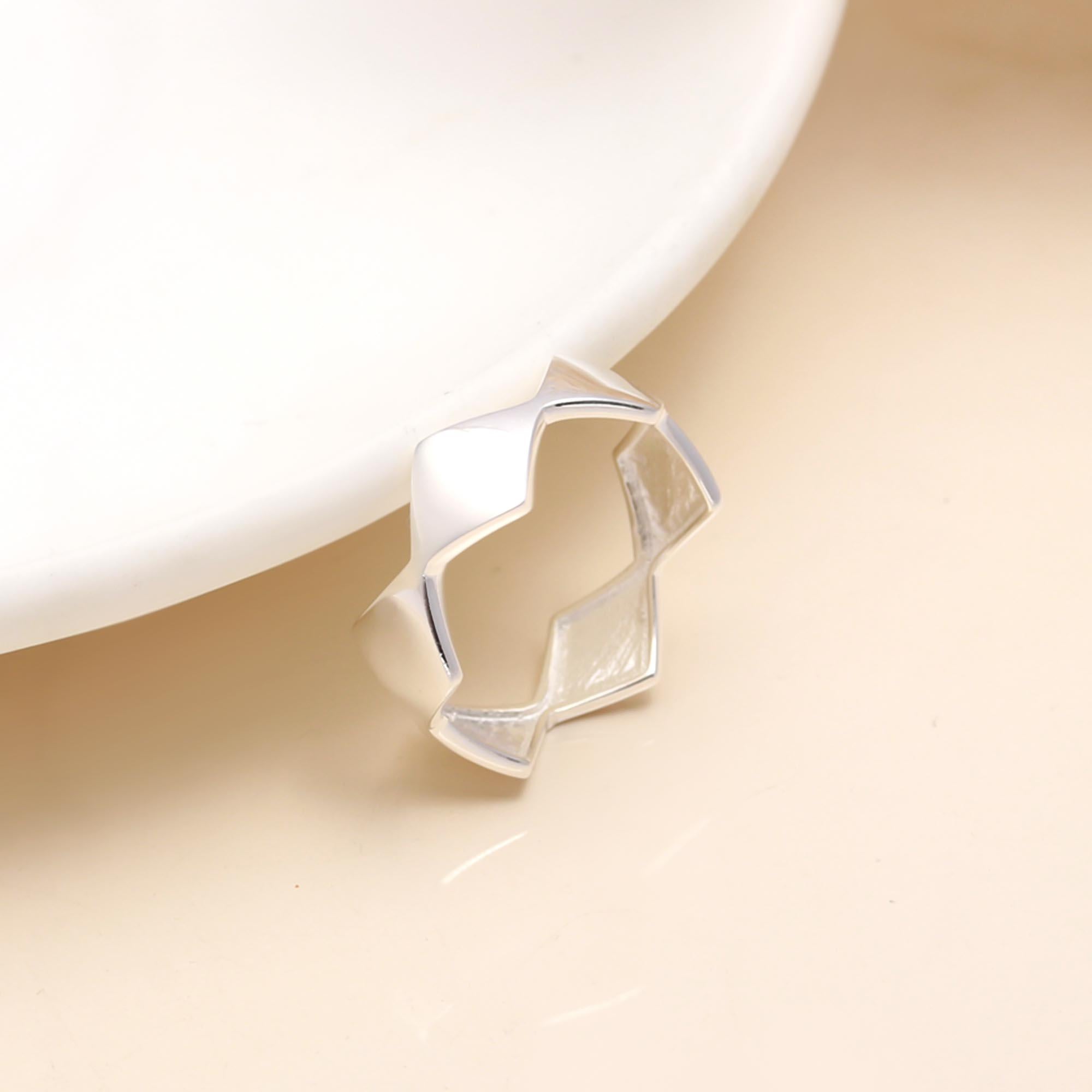 925 Sterling Silver Geometric Band Ring