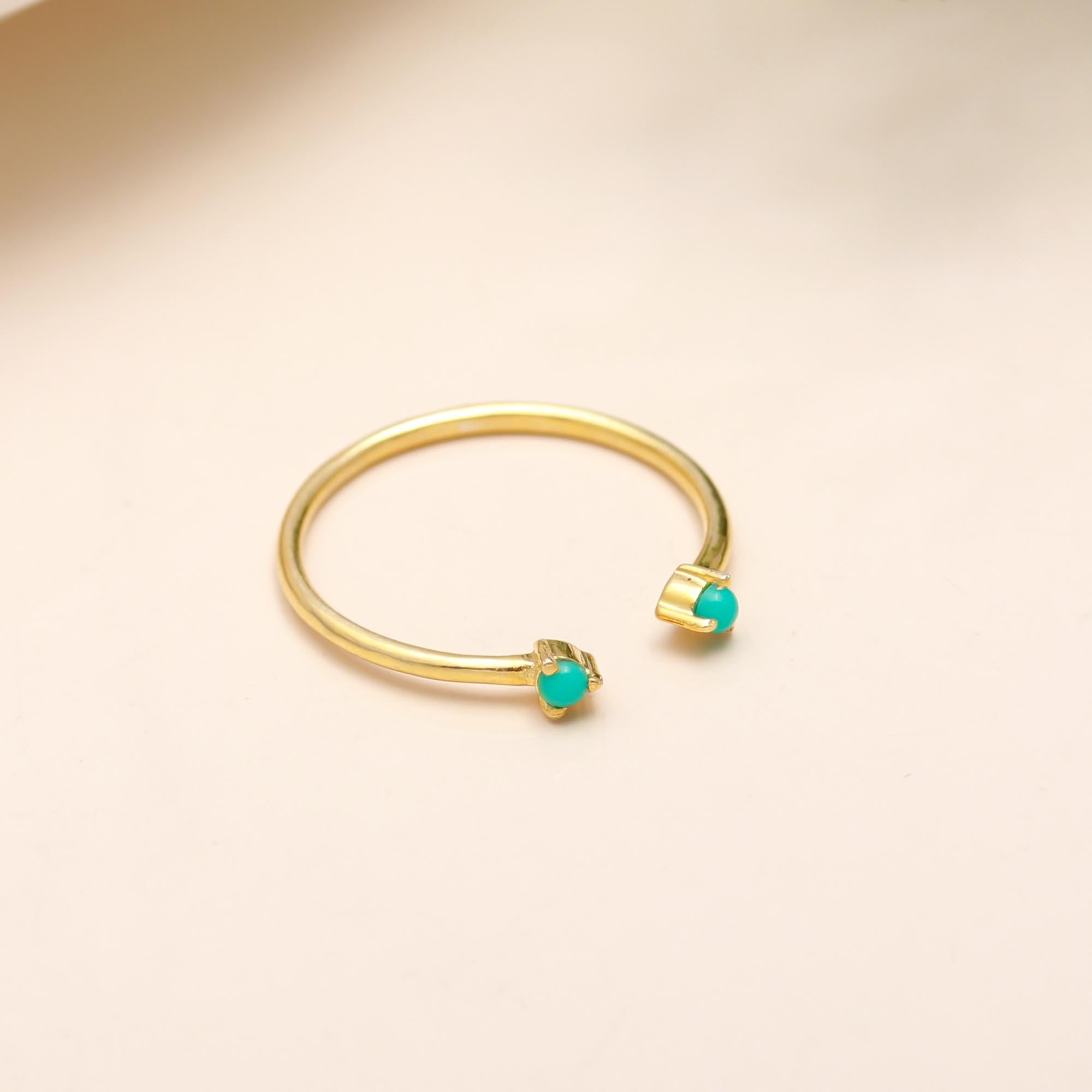 The Turquoise Twin: Open Cuff Gold Ring