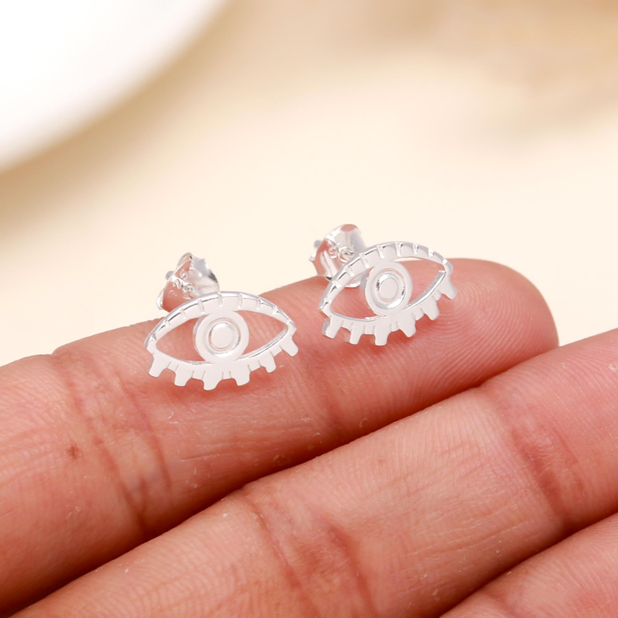 925 Sterling Silver Evil Eye Stud Earrings