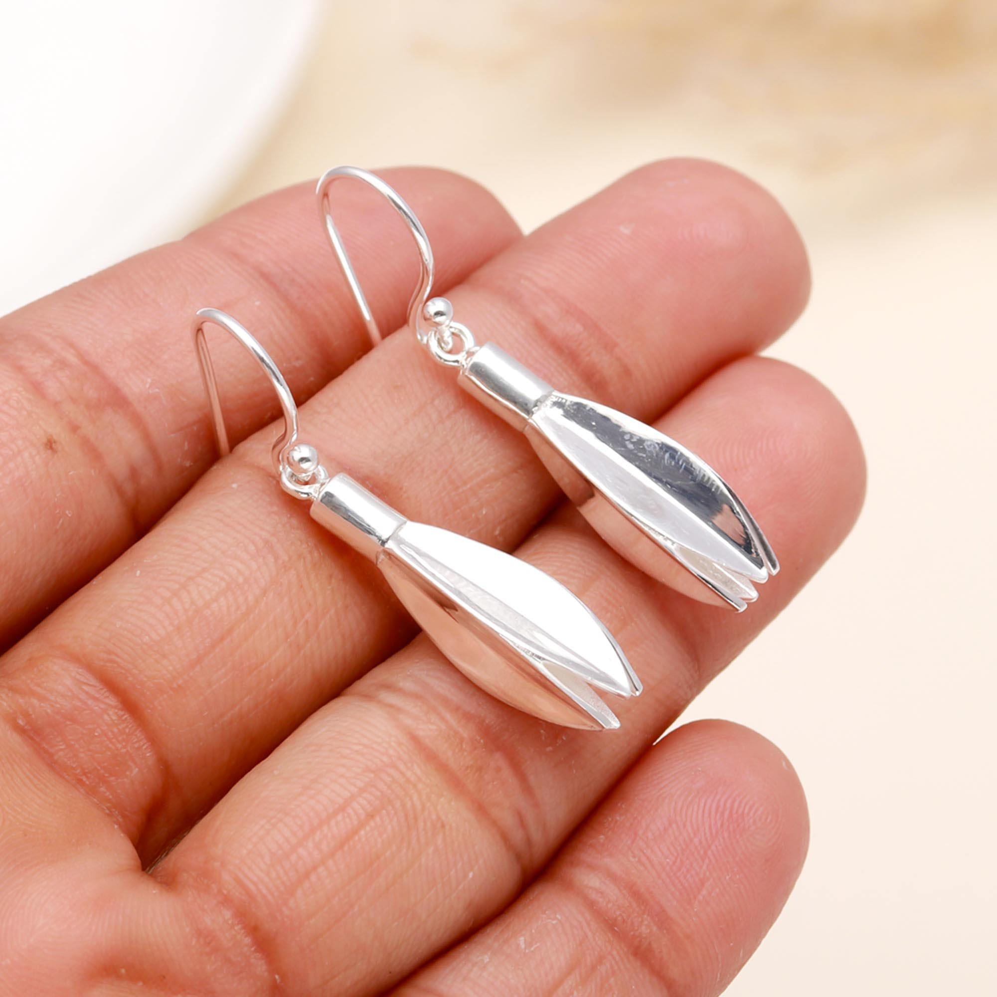 925 Sterling Silver Tulip Drop Earrings