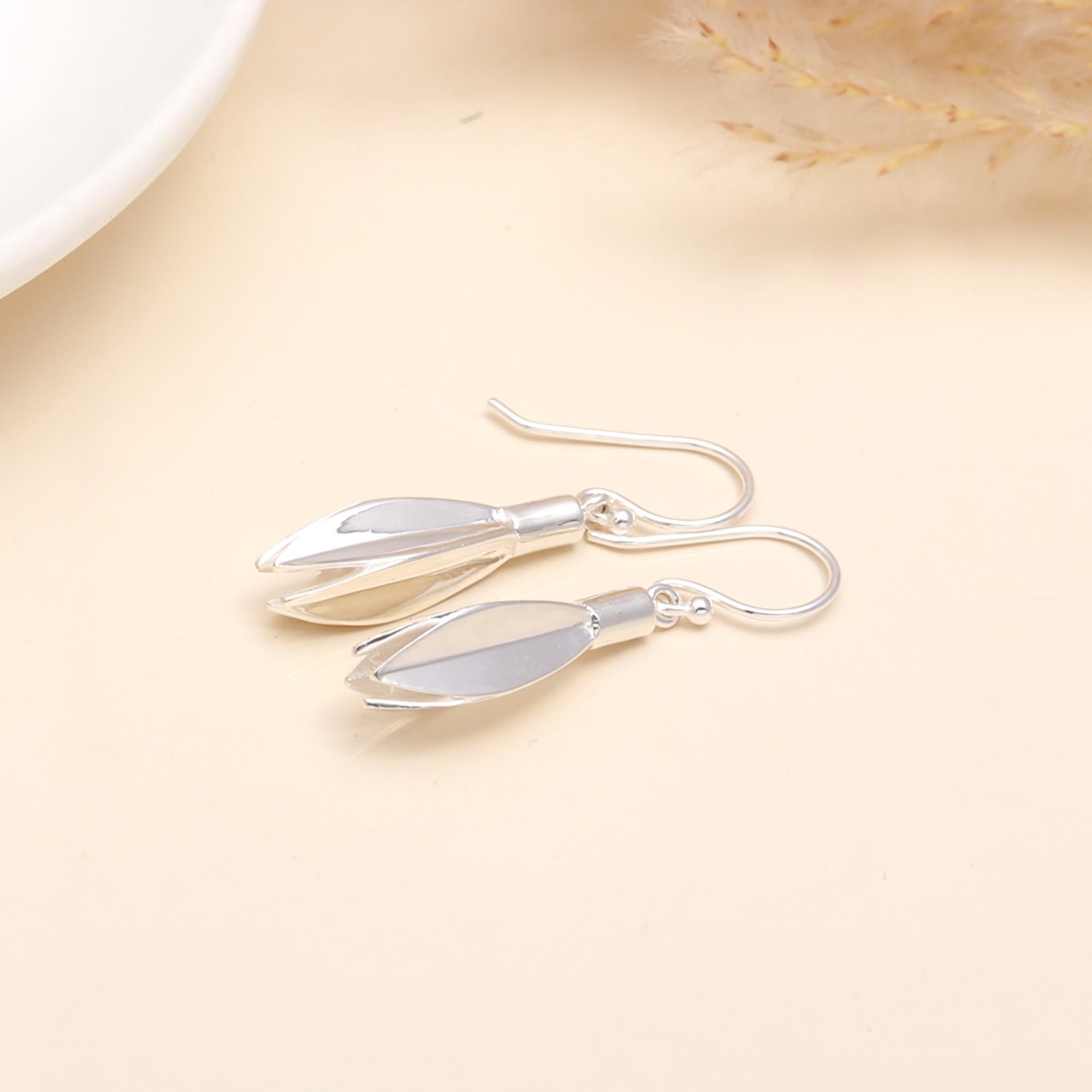 925 Sterling Silver Tulip Drop Earrings