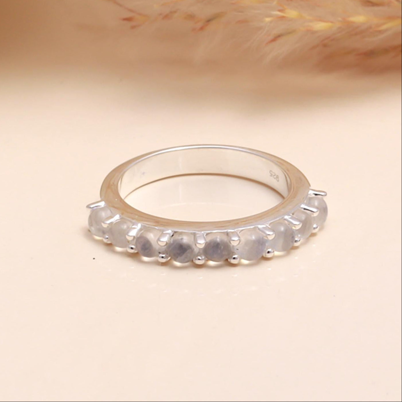 925 Sterling Silver Moonstone Eternity Band Ring