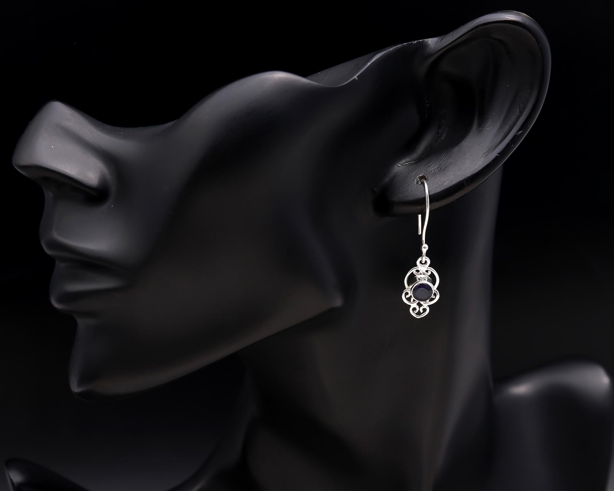 925 Silver Filigree Amethyst Drop Earrings