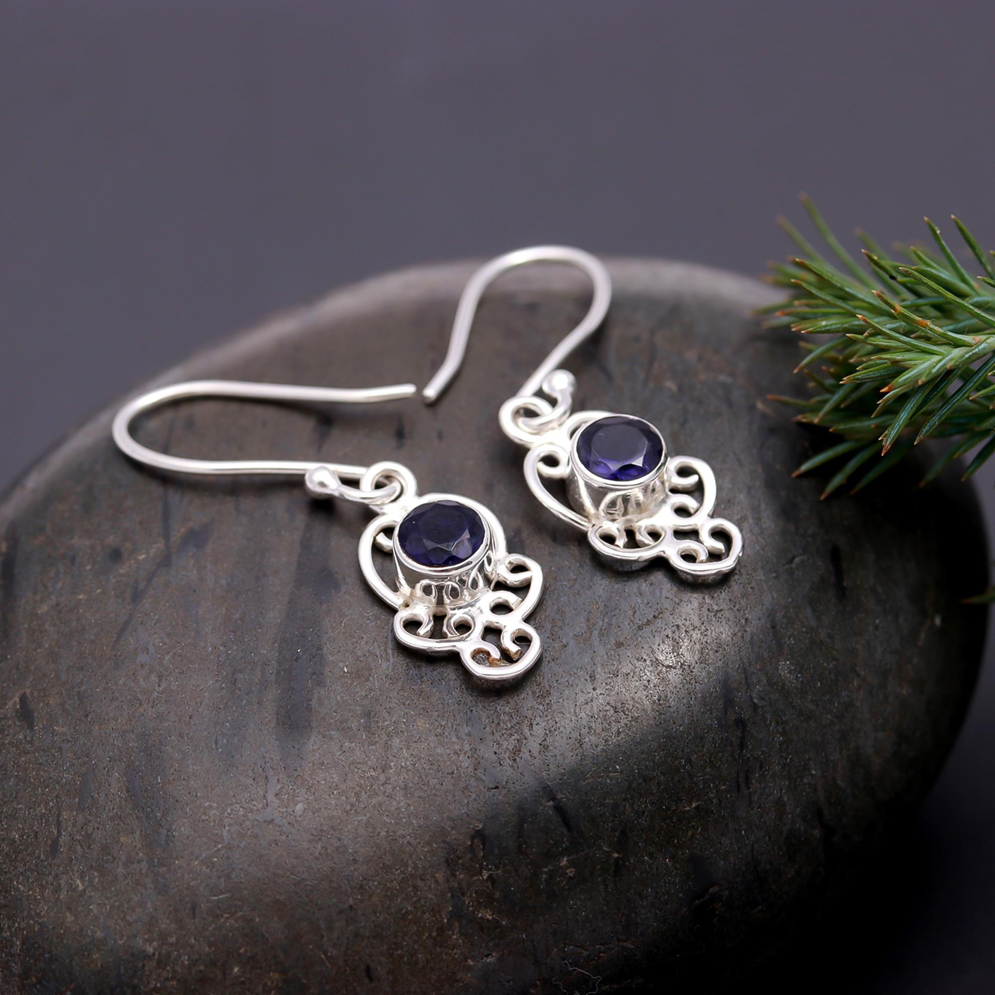 925 Silver Filigree Amethyst Drop Earrings