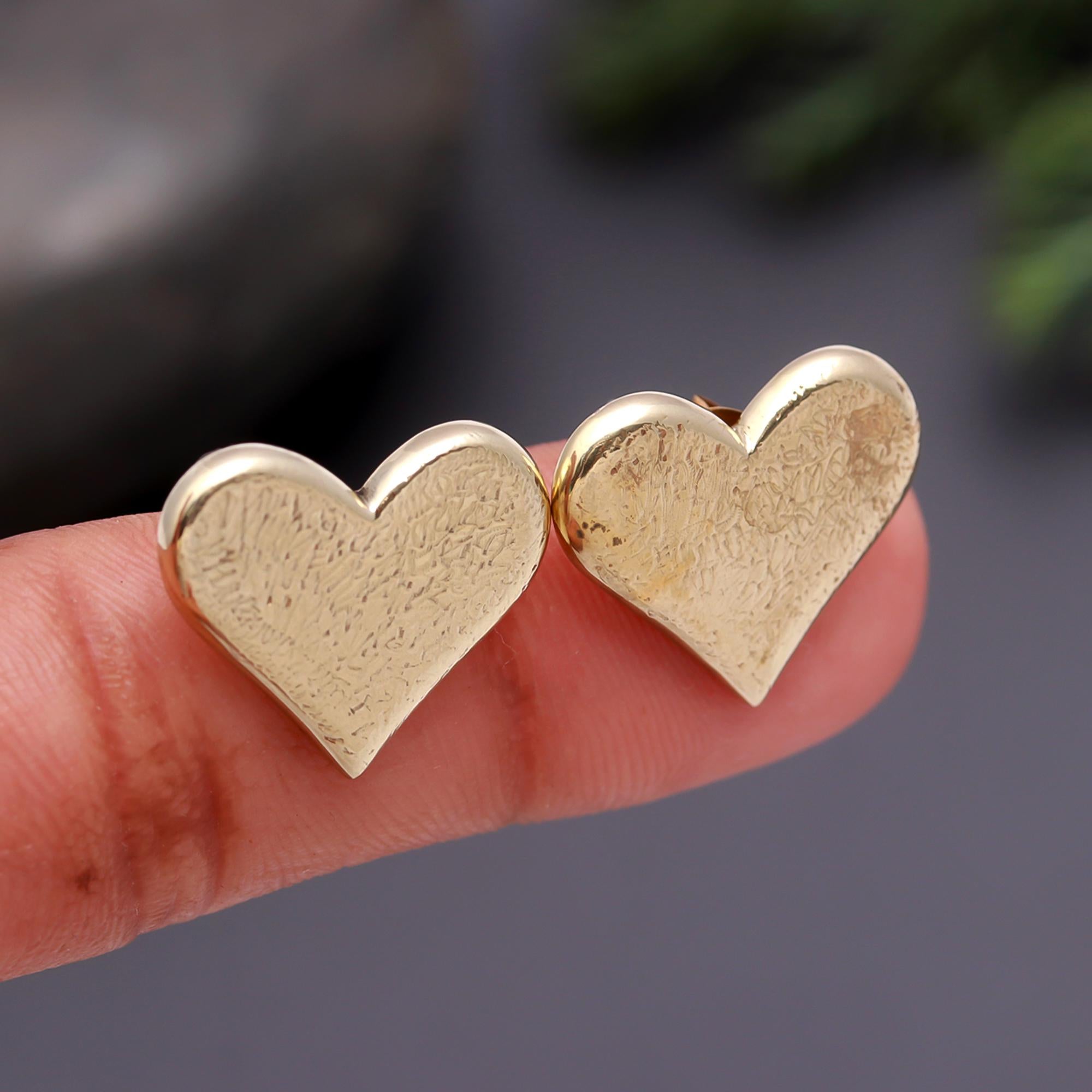 The Rustic Heart: Textured Gold Stud Earrings
