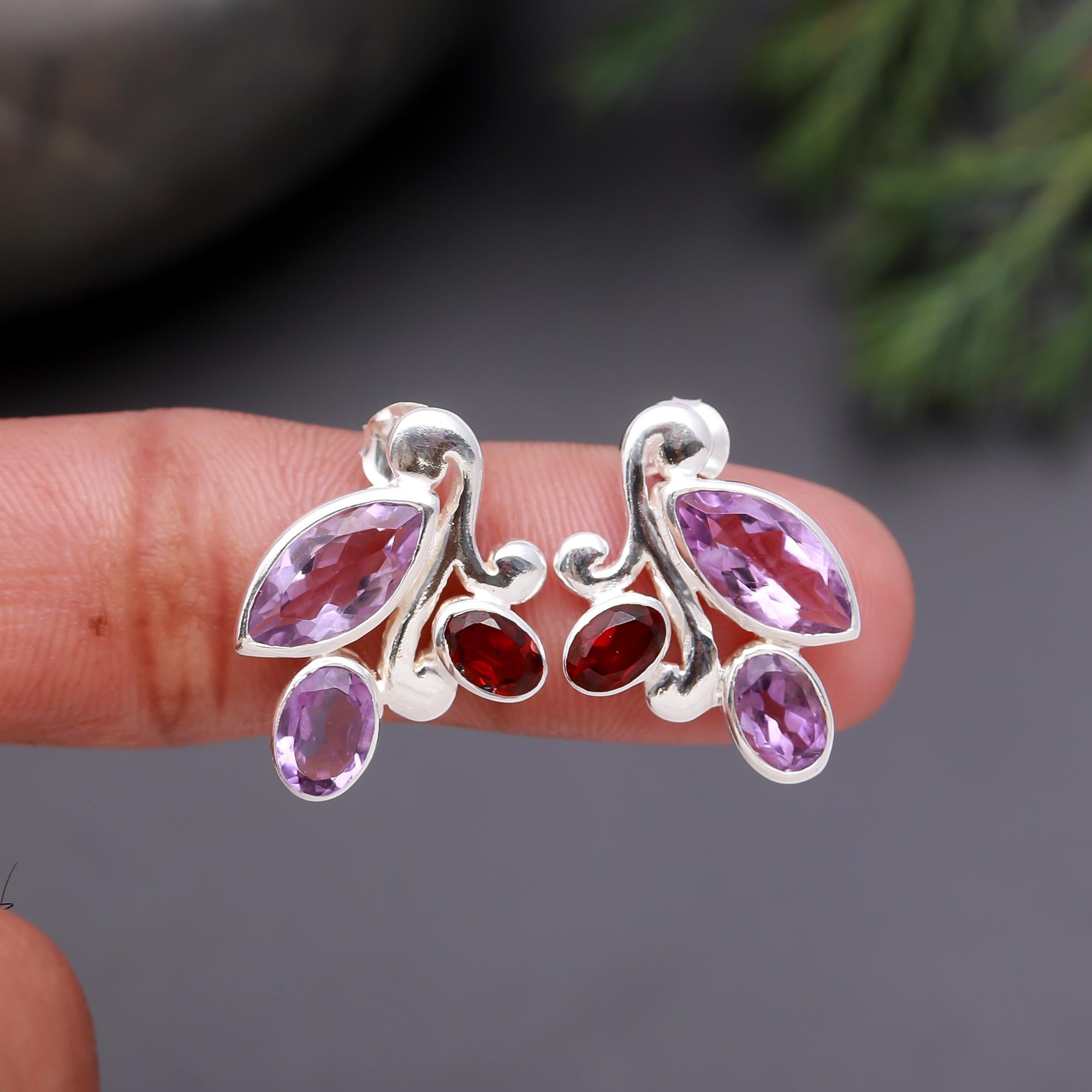 925 Silver Floral Cluster Stud Earrings