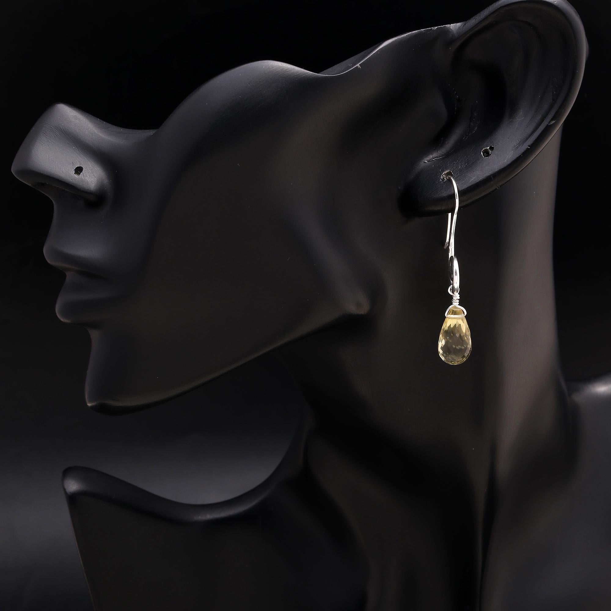 925 Silver Citrine Teardrops Dangle Earrings