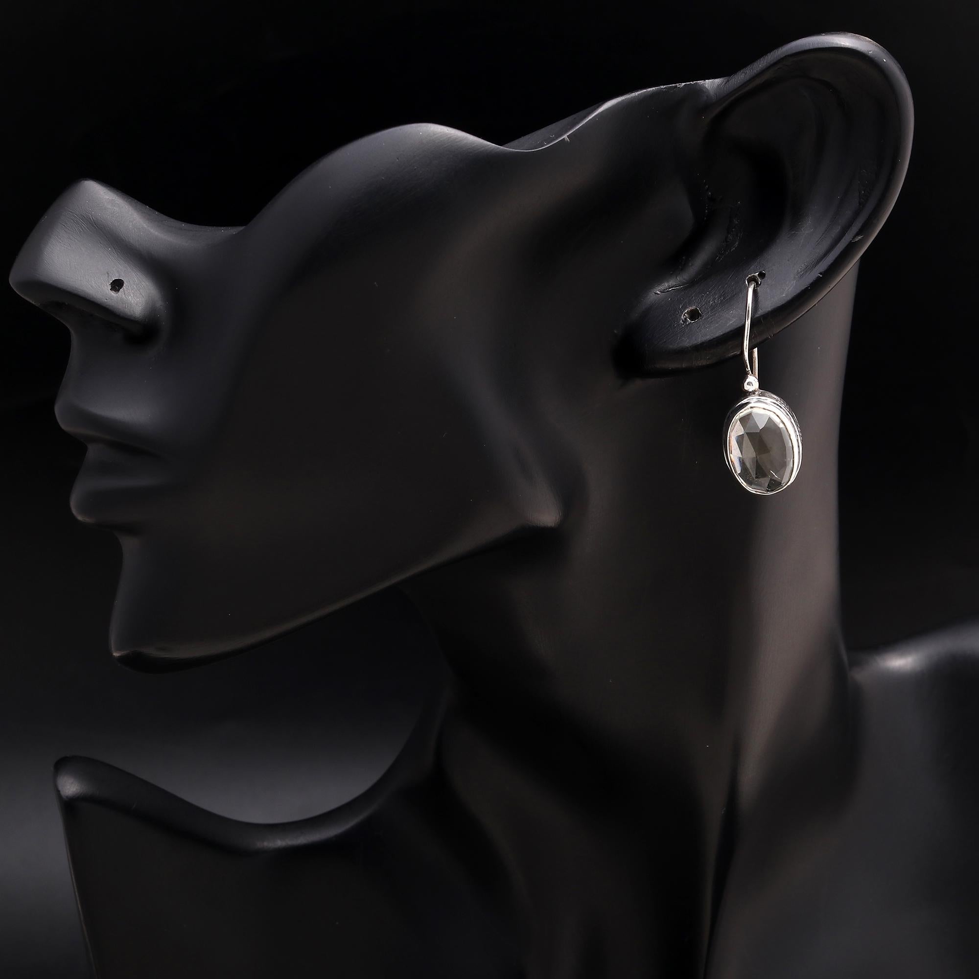 925 Silver Faceted Smoky Quartz Dangle Earrings