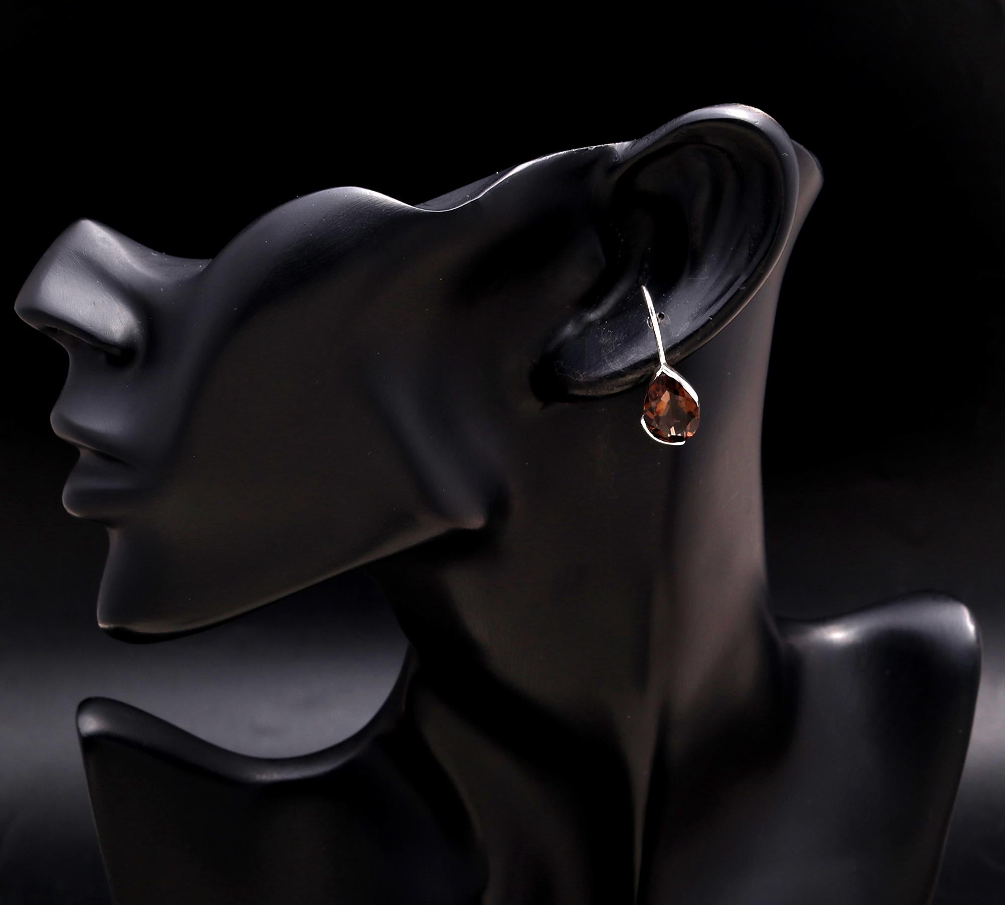 925 Silver Smoky Quartz Dangle Earrings