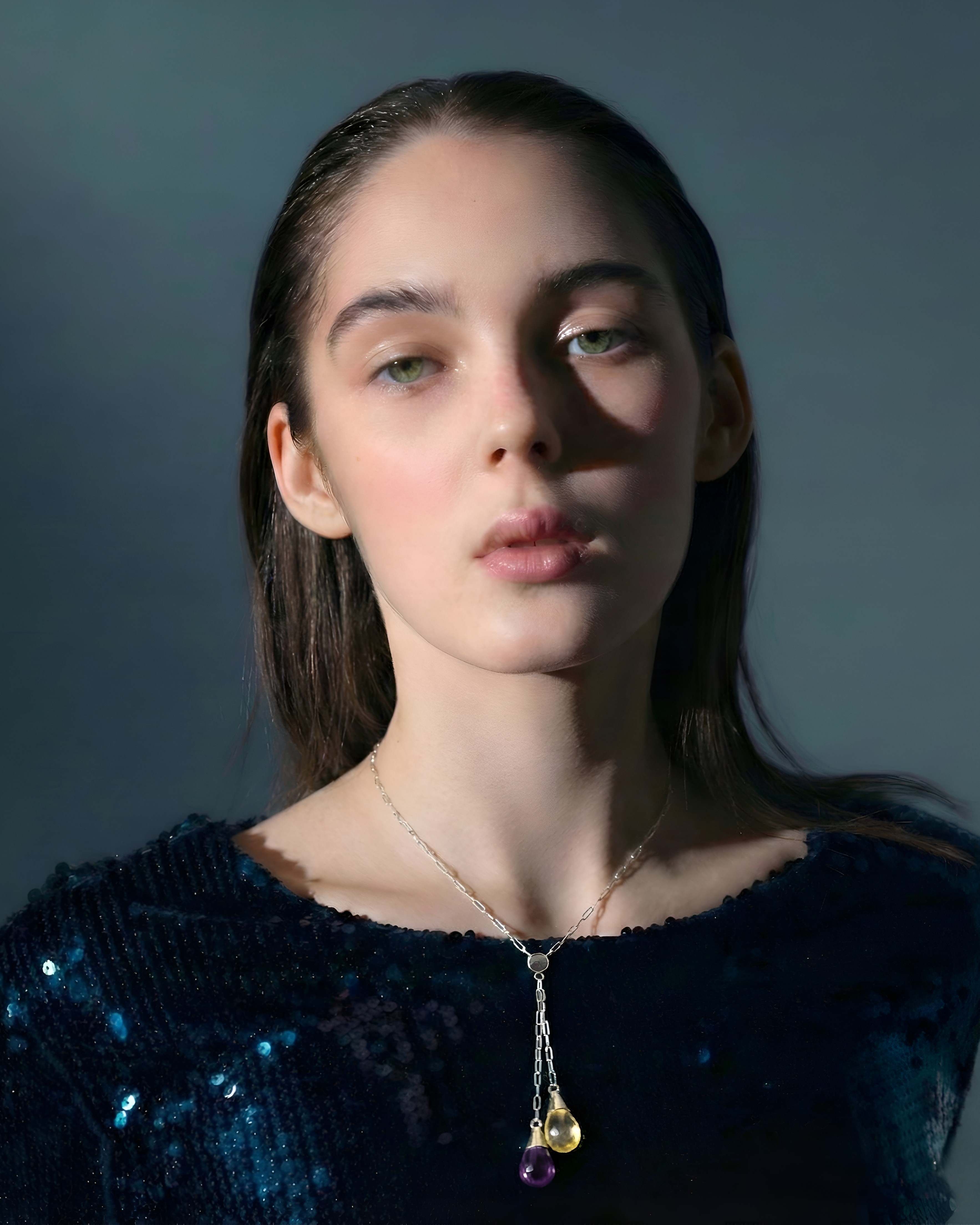 The Twilight Harmony: Amethyst & Citrine Adjustable Lariat Necklace