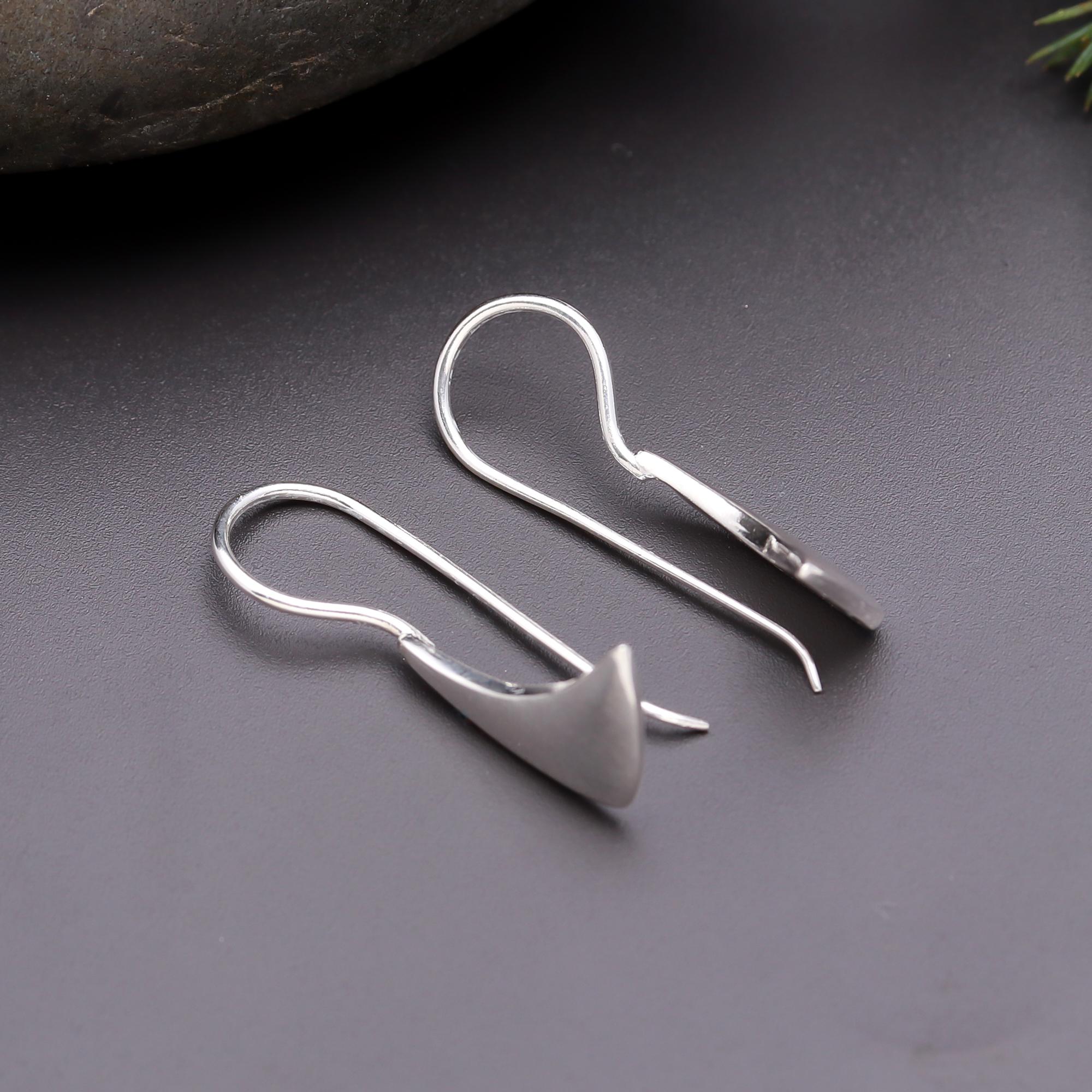 925 Silver Modern Triangle Hook Earrings