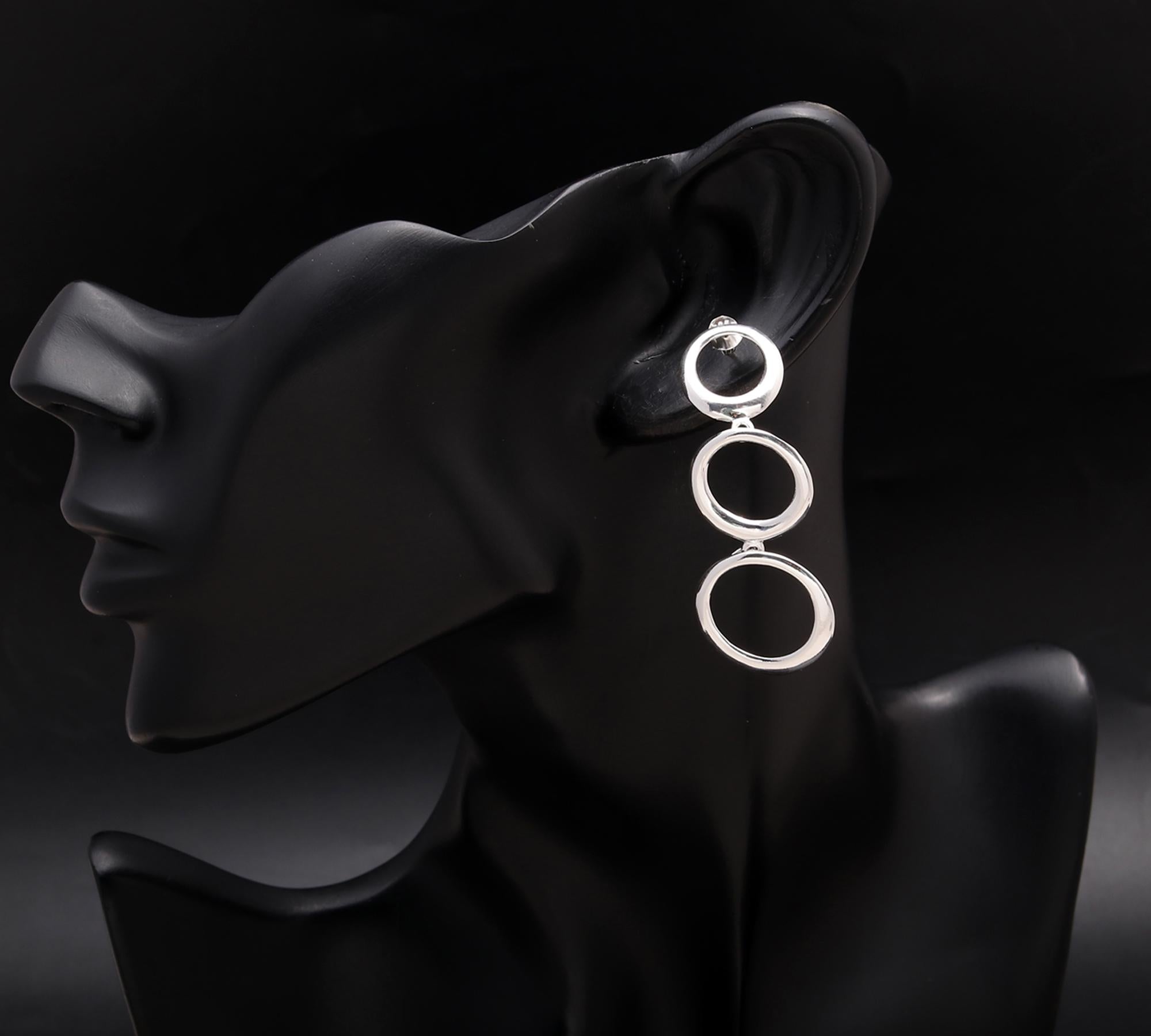 925 Silver Multi-Circle Drop Earrings