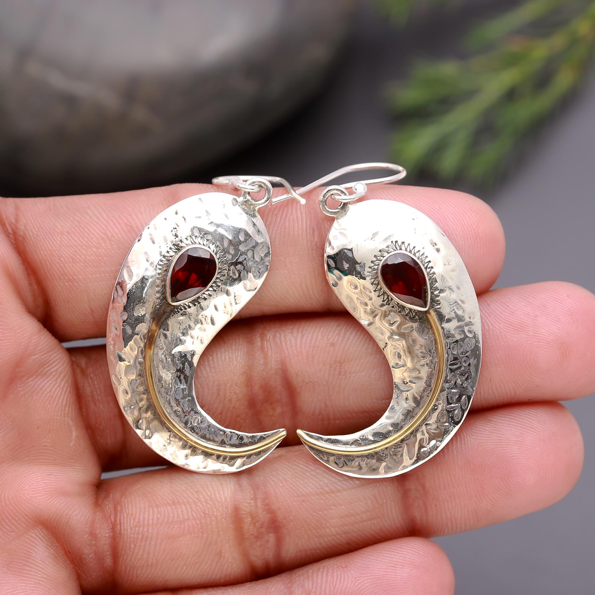 925 Silver Crescent Dangle Earrings