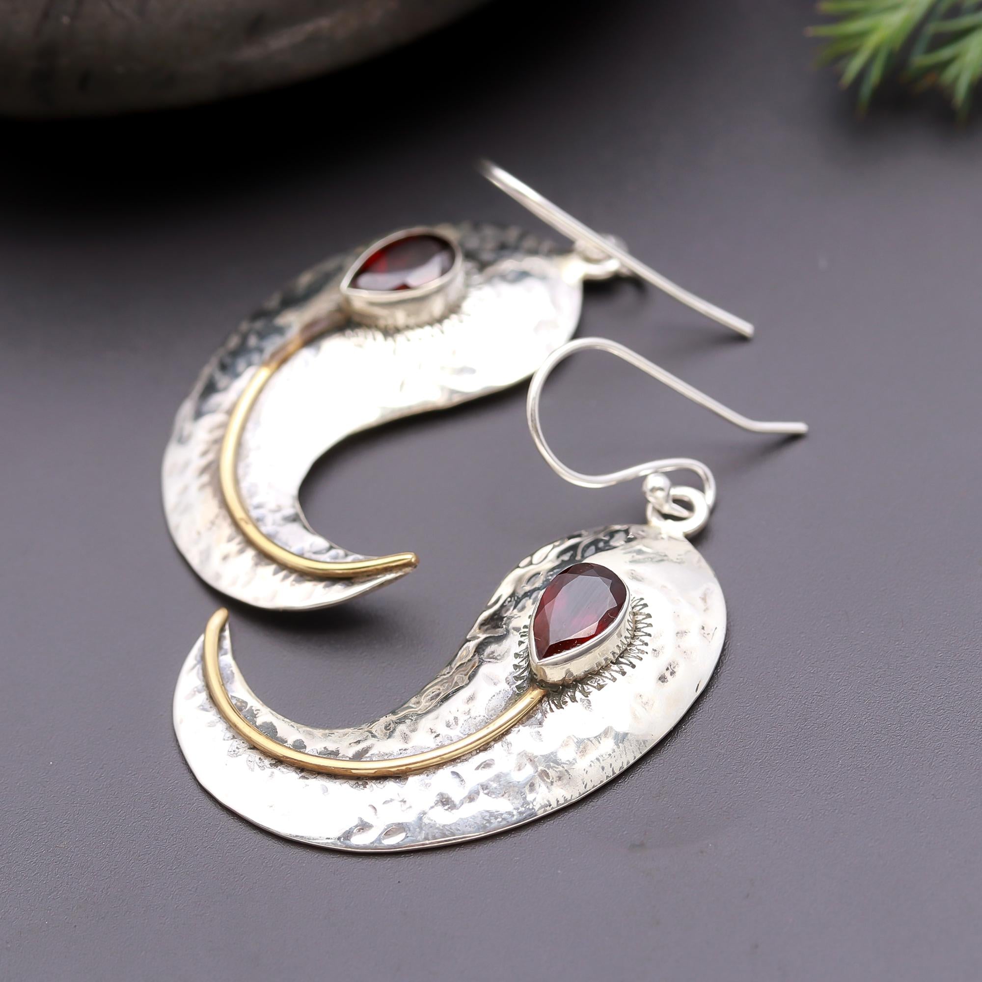 925 Silver Crescent Dangle Earrings