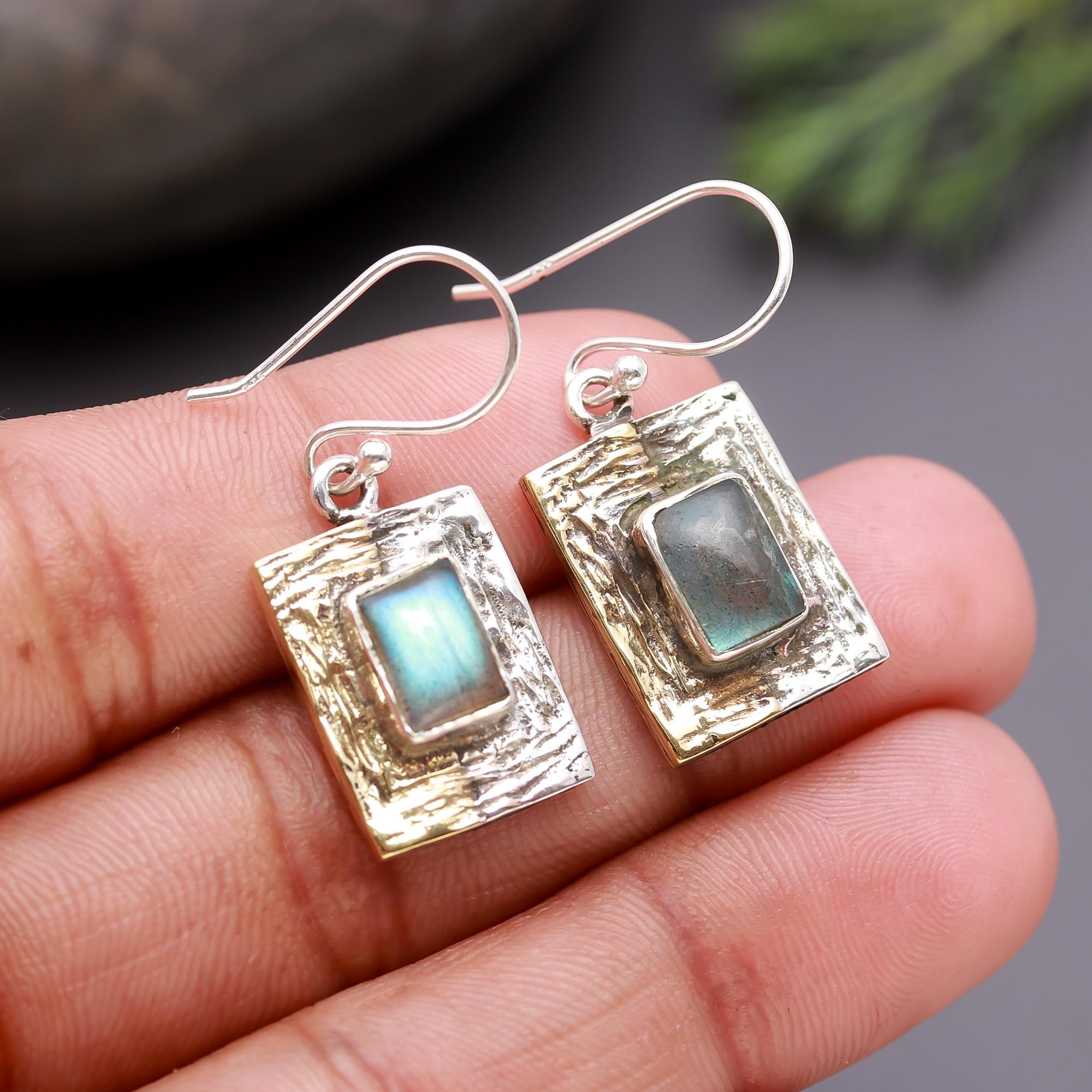 925 Silver Labradorite Dangle Earrings