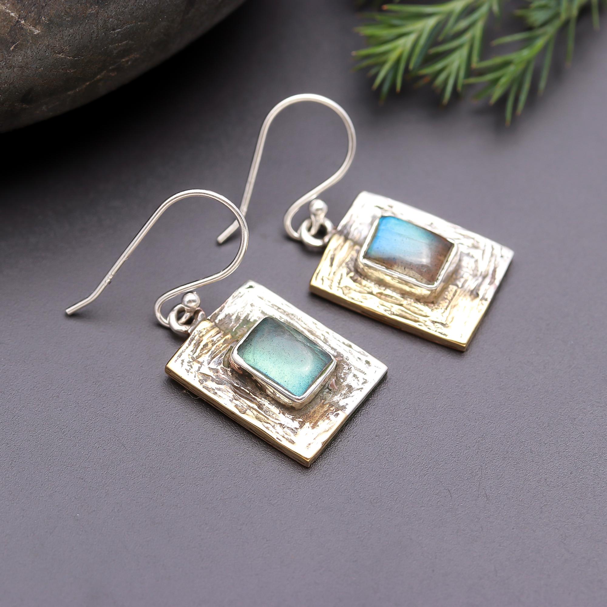925 Silver Labradorite Dangle Earrings