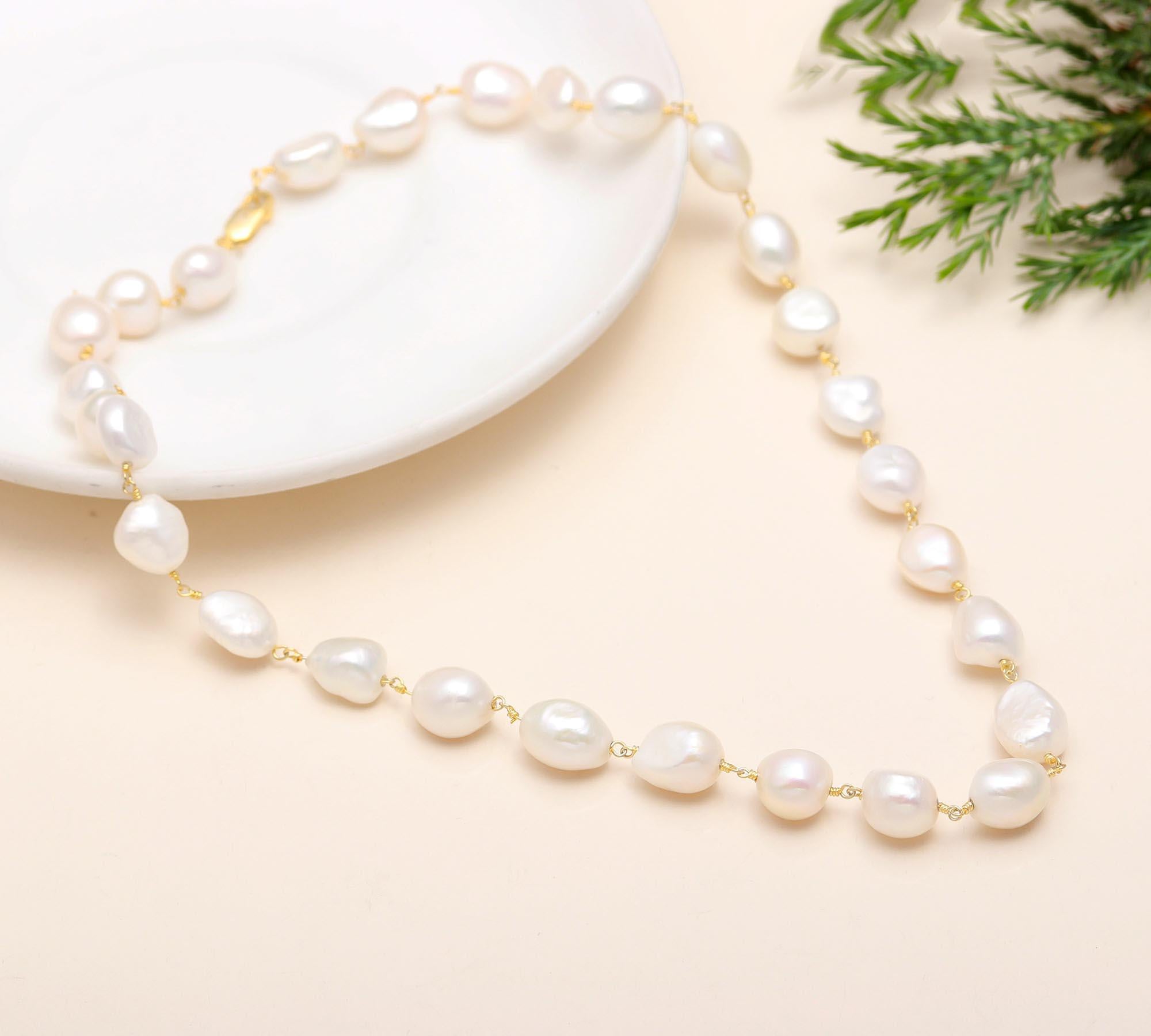 The Modern Classic: Baroque Pearl & Gold Wire-Wrapped Necklace
