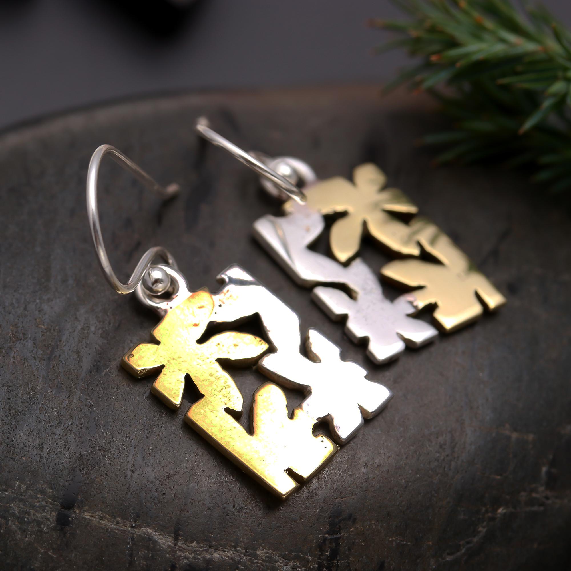 925 Silver Two-Tone Dangle Earrings