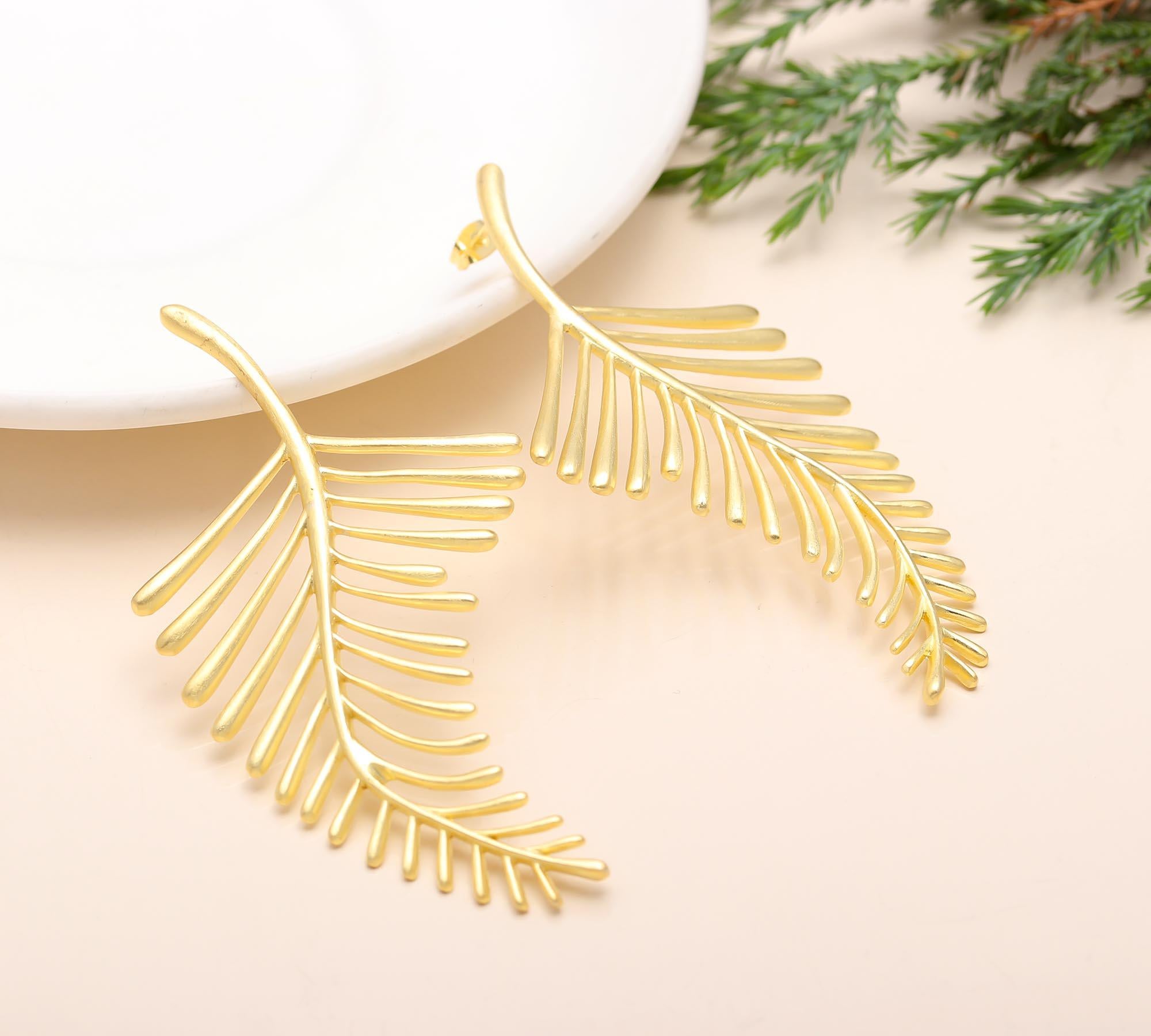 925 Silver Palm Leaf Drop Earrings