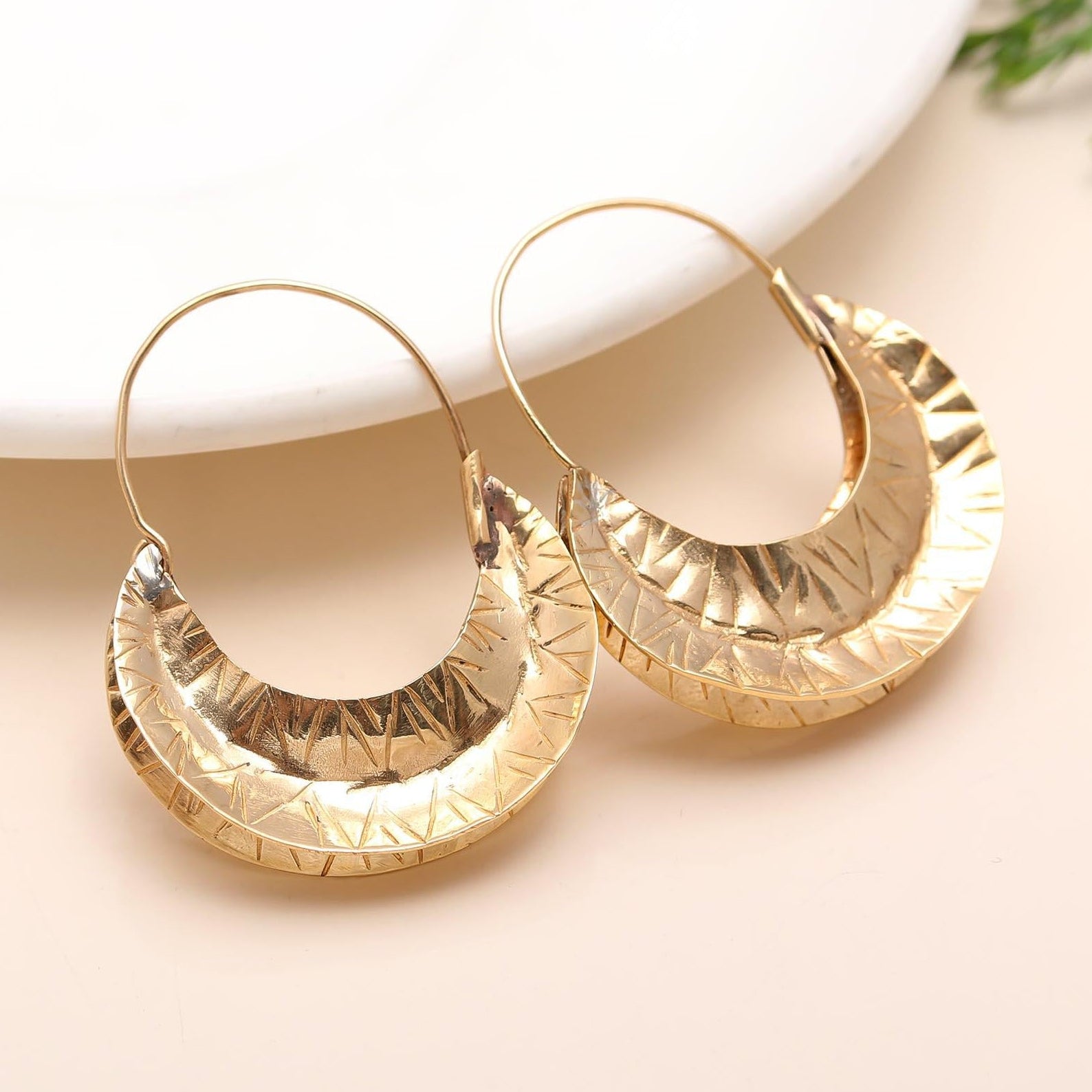 The Gilded Crescent: Textured Gypsy Hoops